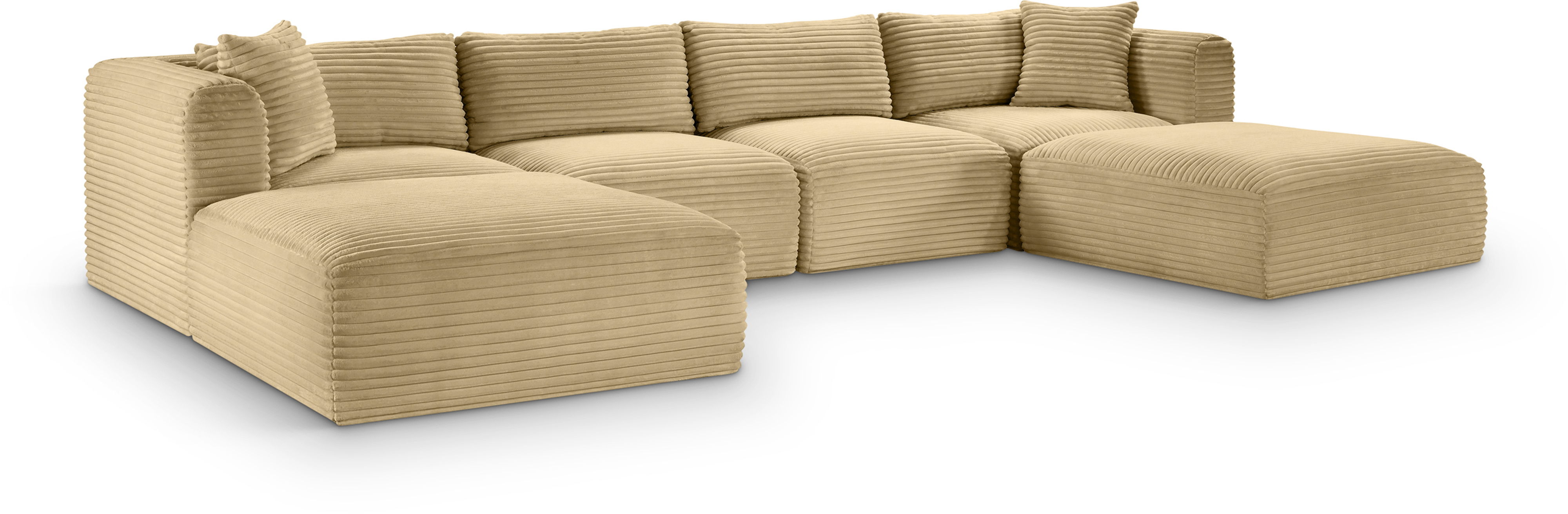 Shaggy - 6 Piece Modular Sectional With 2 Ottomans - Camel