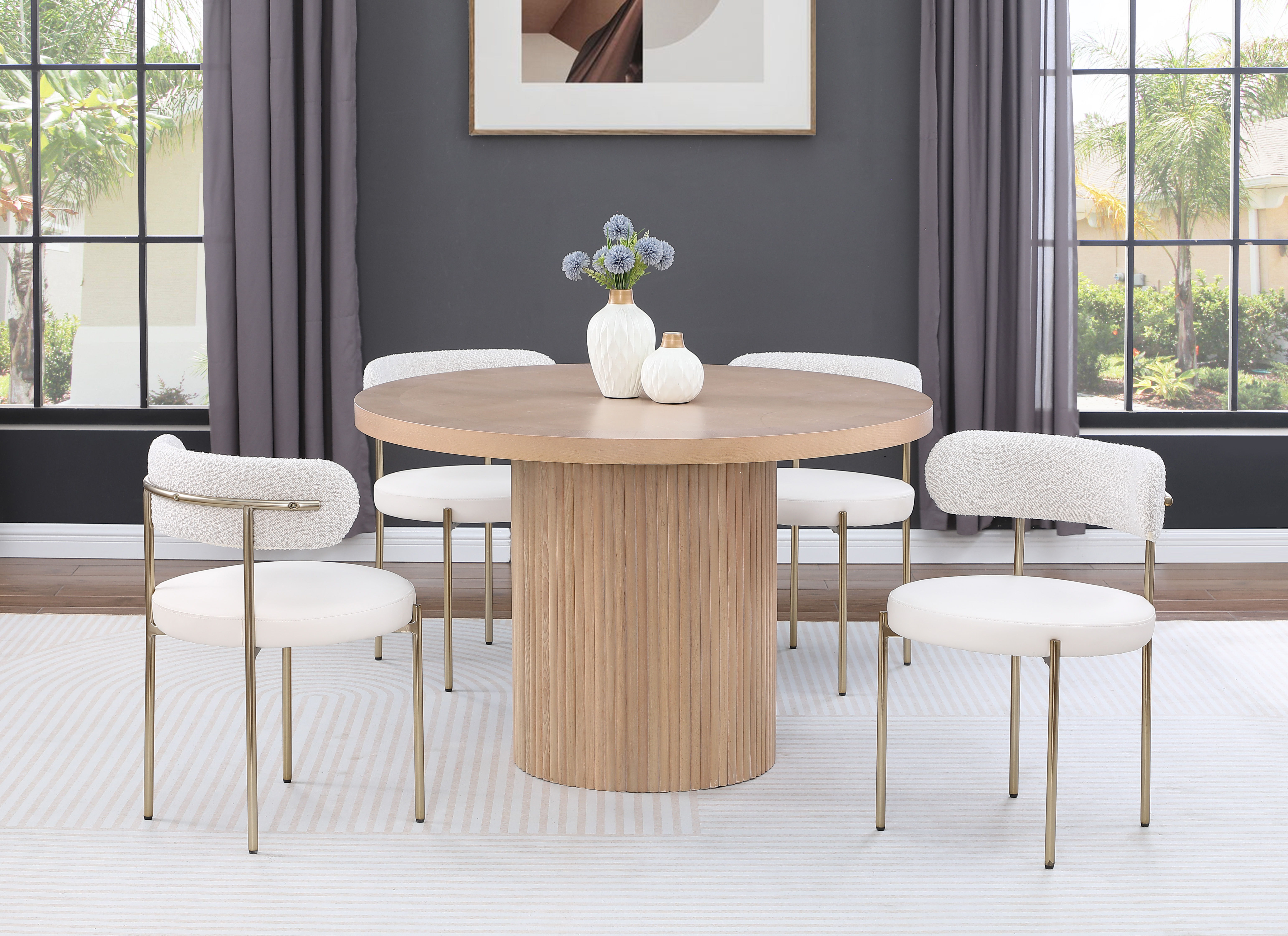 Belinda - Wood Oak Veneer Dining Table - Natural