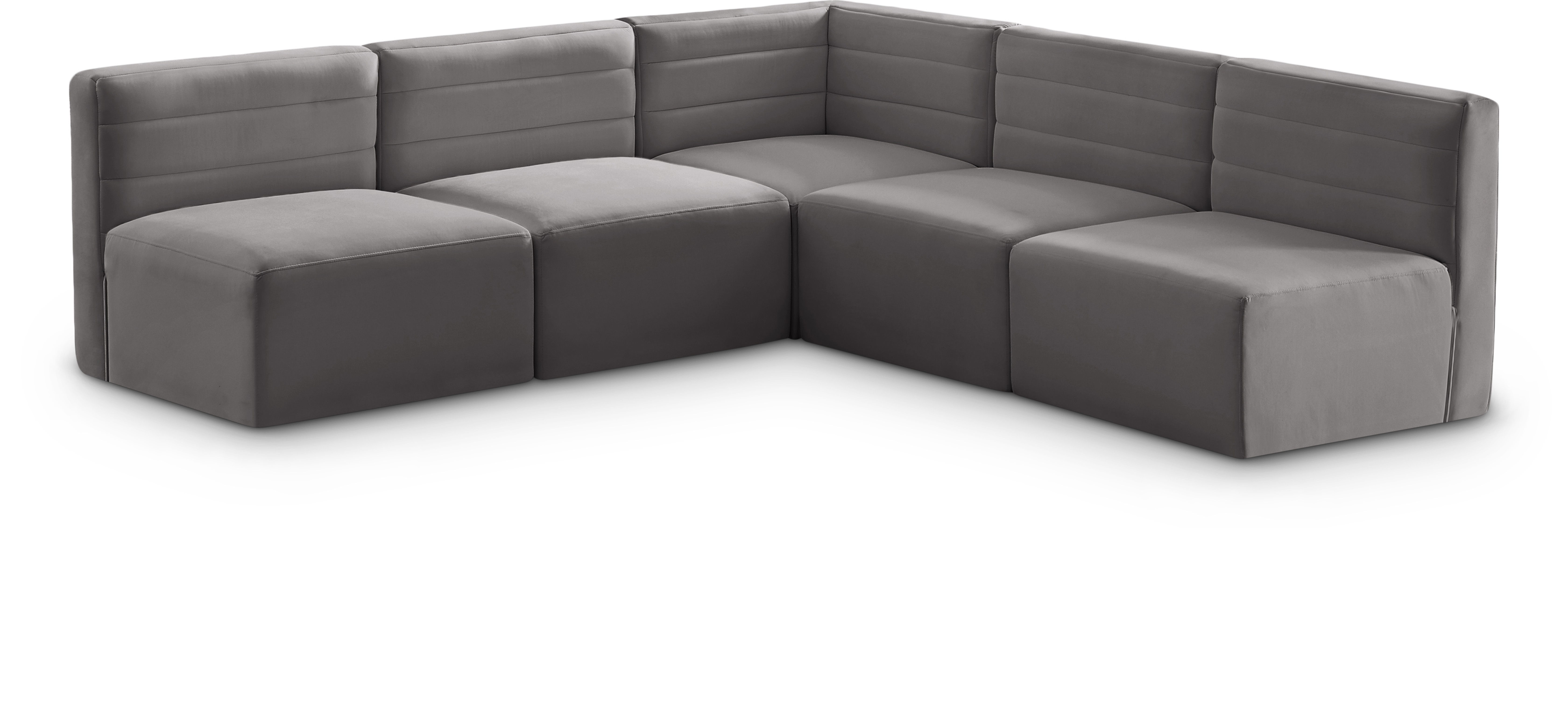 Quincy - 5 Piece Modular Corner Armless Sectional - Gray