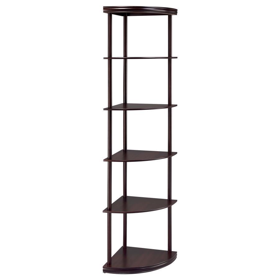 Bonwick - 5-Shelf Corner Bookshelf - Cappuccino Image