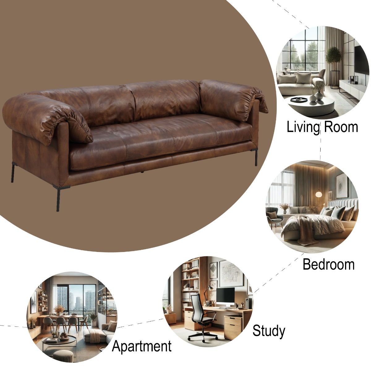 Jaron - Sofa - Mocha Top Grain Leather, dark brown, view 8
