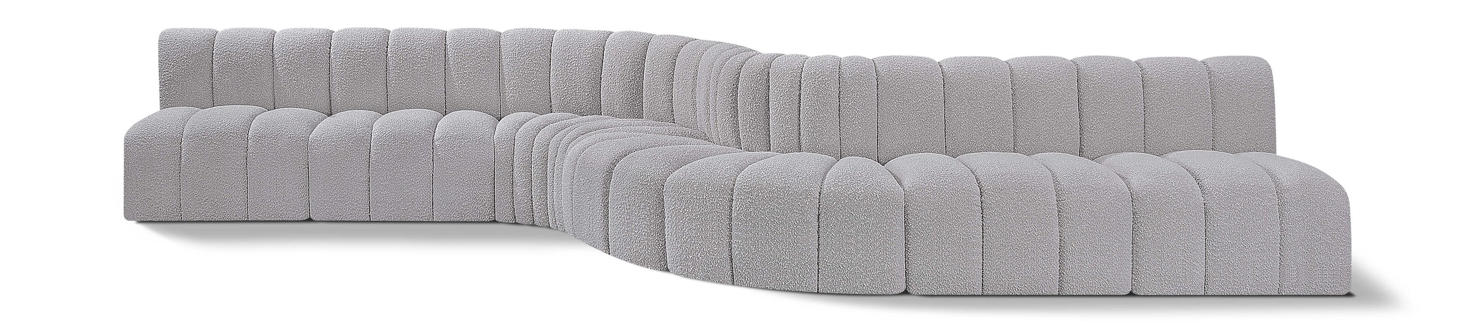 Arc - Boucle Fabric 8 Piece Curved Modular Sofa - Gray
