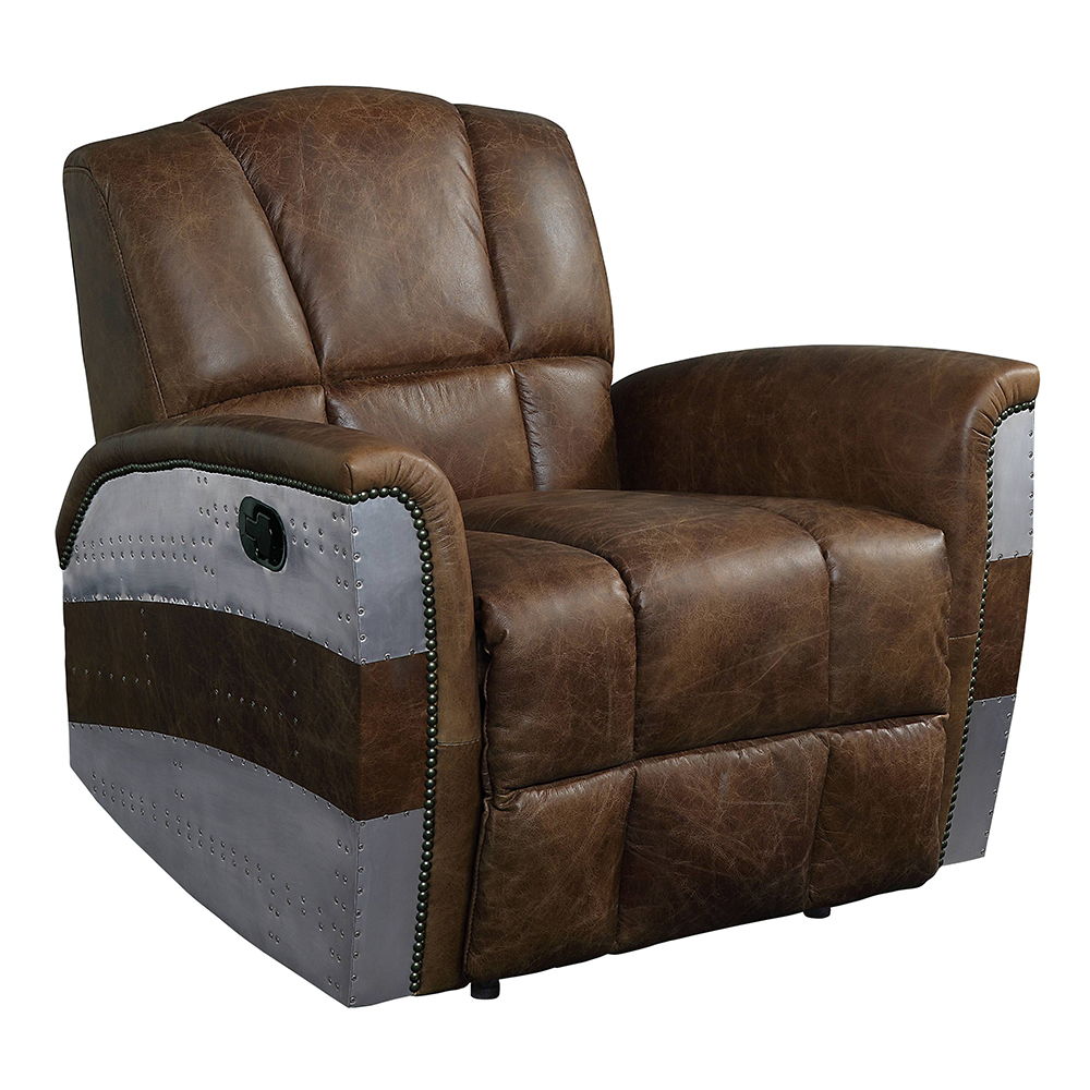 Brancaster - Power Motion Recliner - Retro Brown Top Grain Leather & Aluminum, light brown, view 2