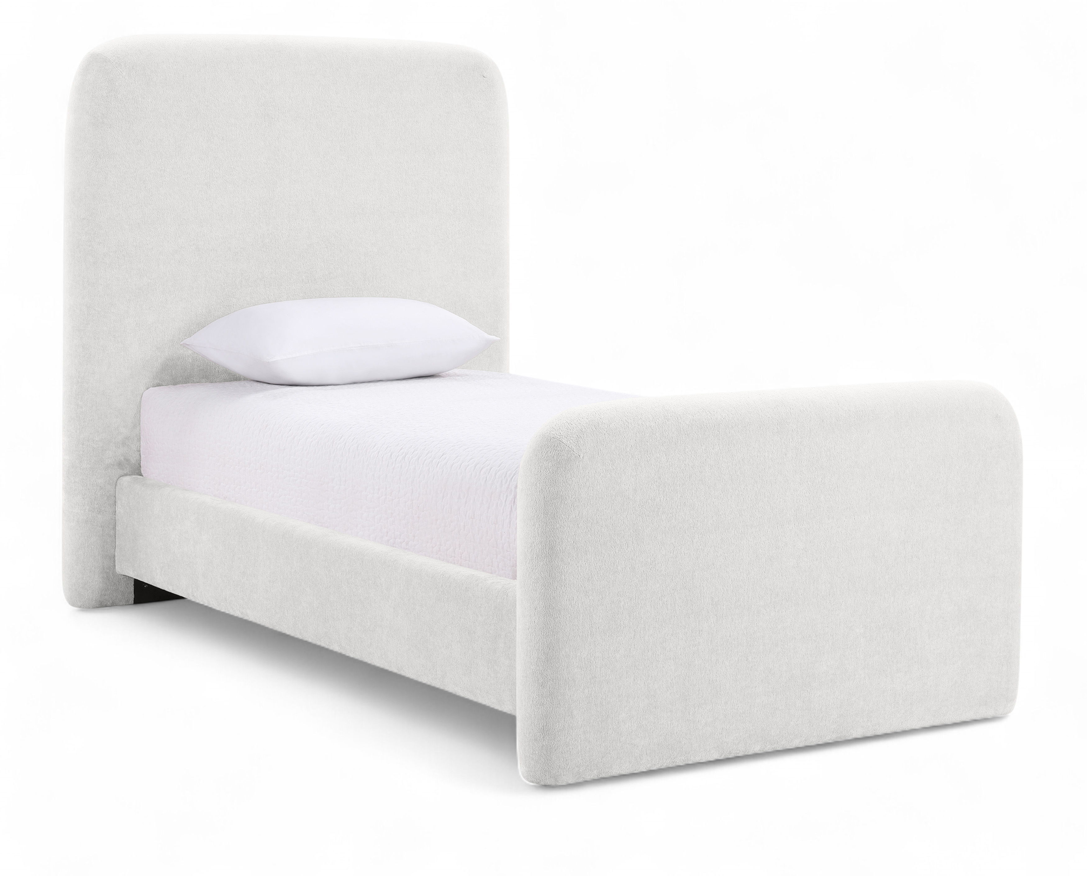 Fira - Chenille Fabric Upholstered Twin Bed - Cream
