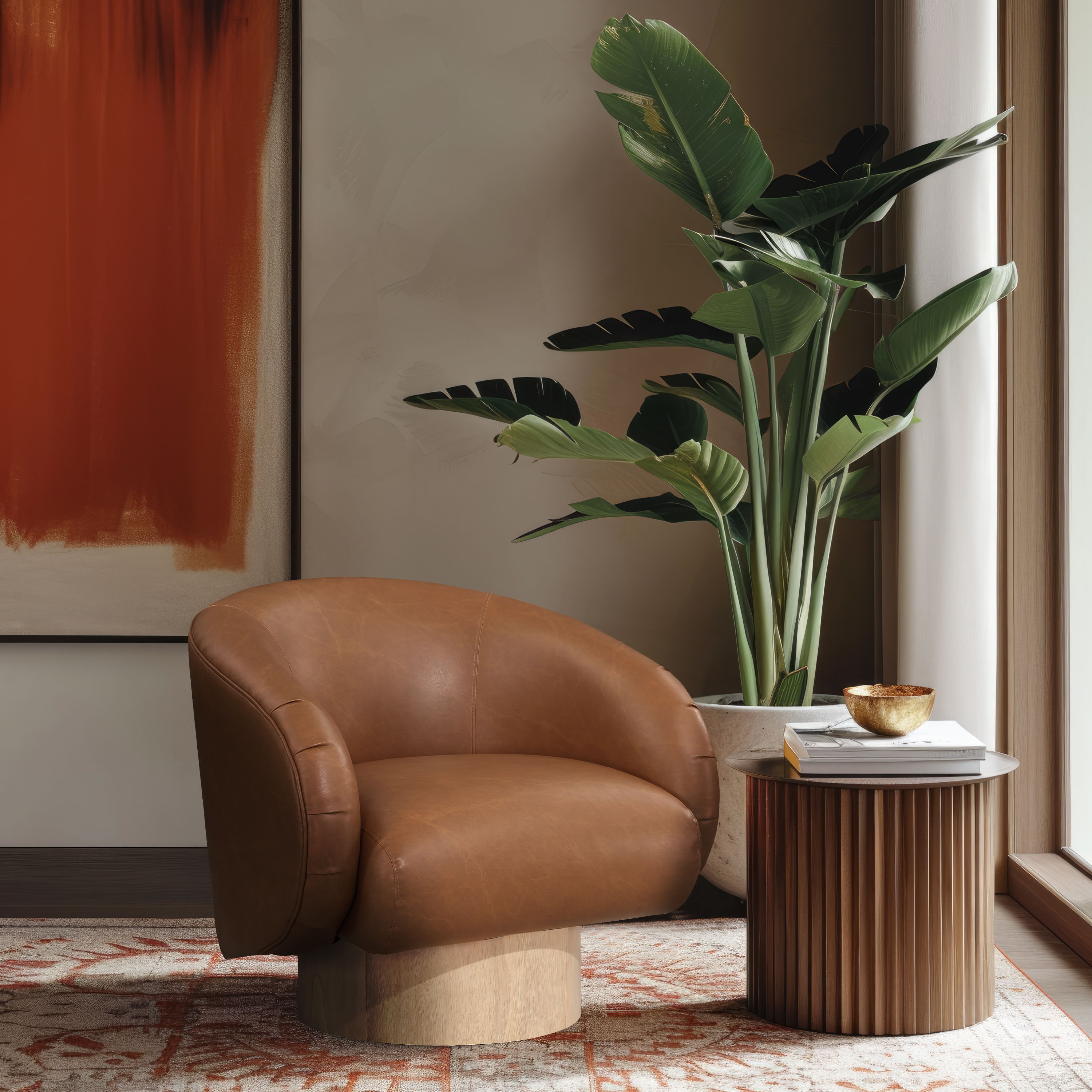 Gibson - Swivel Accent Chair - Cognac