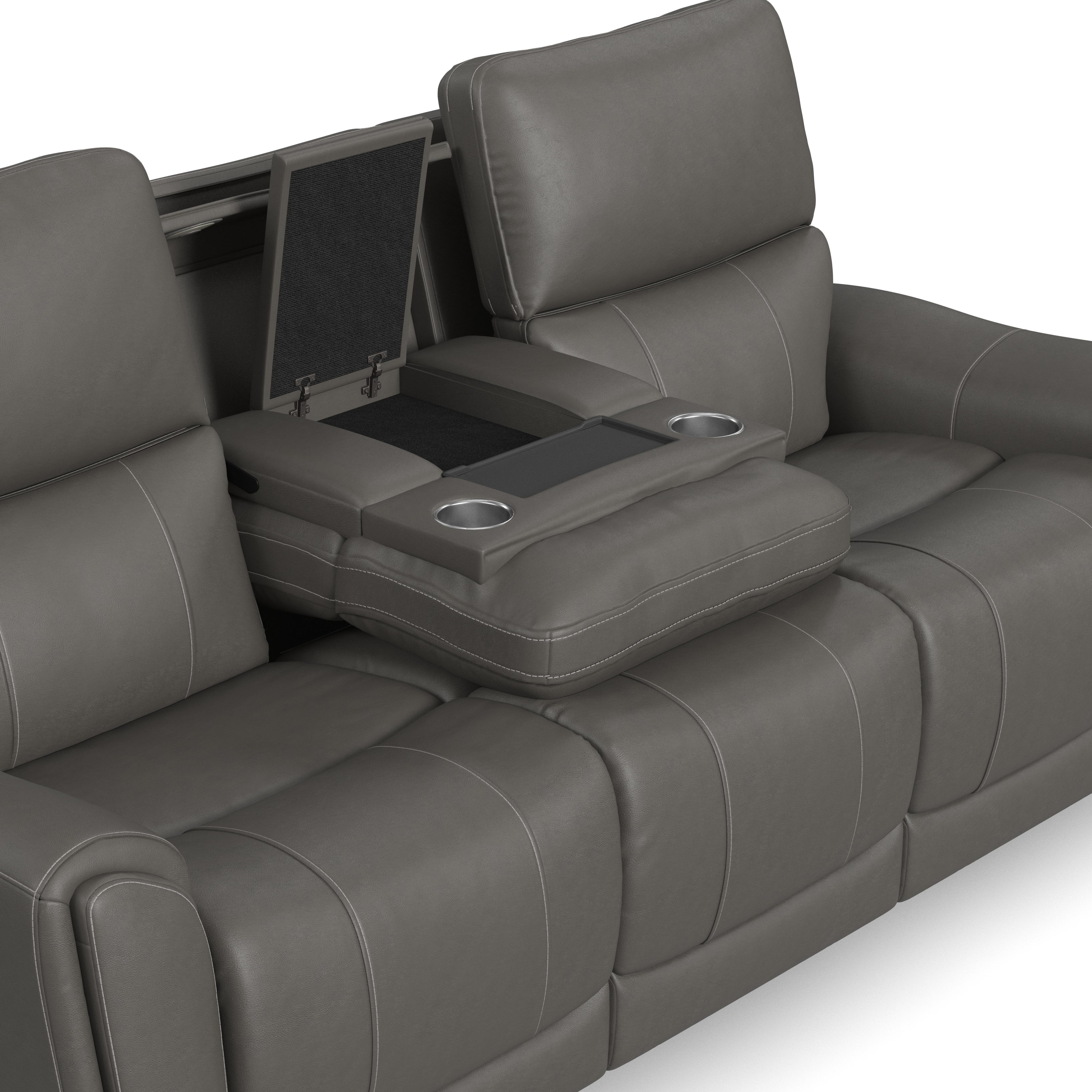 Carter - Power Reclining Sofa With Console & Power Headrests & Lumbar - Smoke, dark gray, view 5