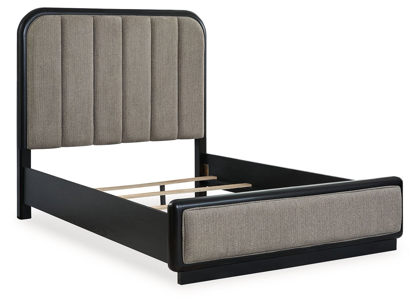 Rowanbeck - Queen Upholstered Panel Bed - Gray / Black