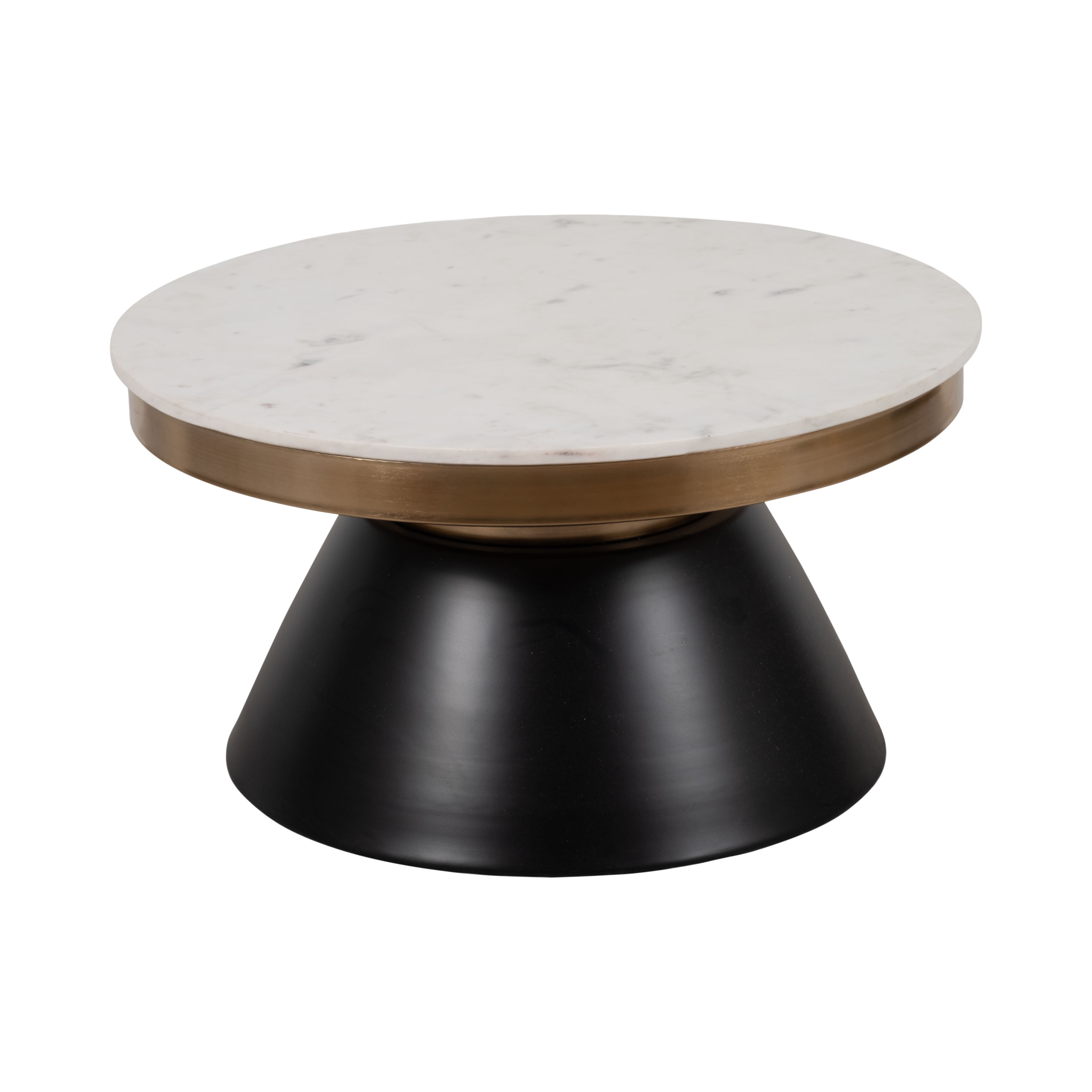 17\" Marble Top Round Coffee Table - Black & Gold Image