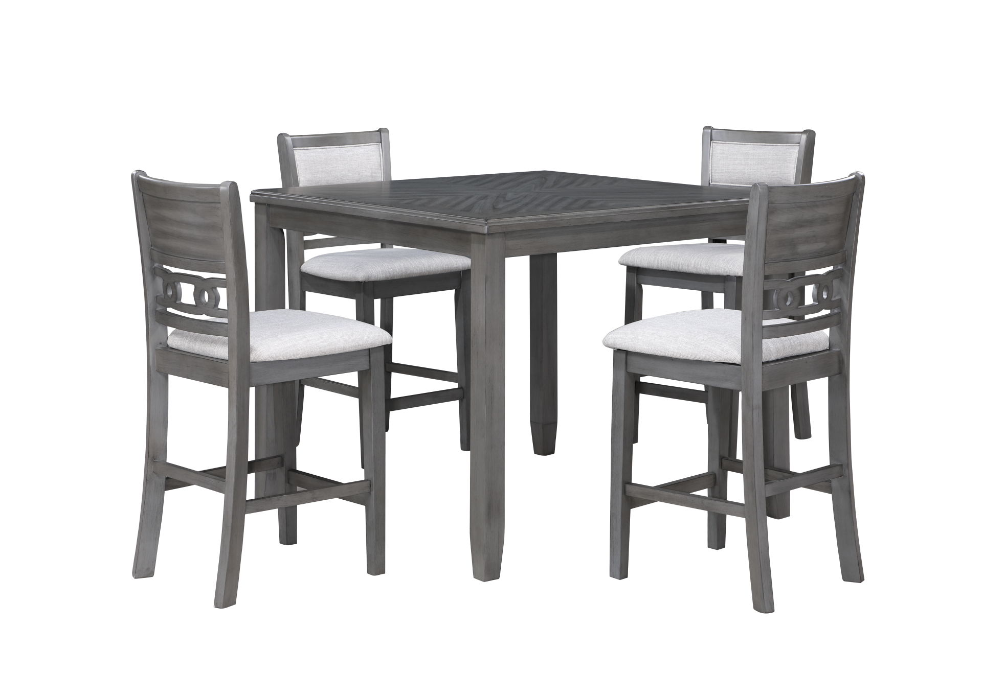 Gia - 5 Piece Square Counter Dining Set (Table & 4 Chairs) - Gray