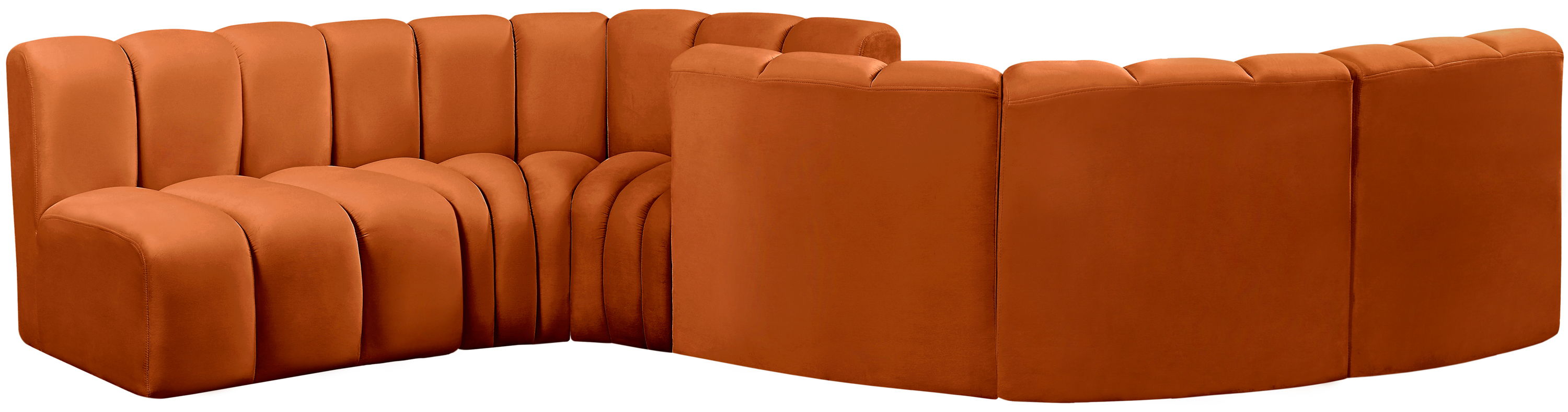 Arc - Velvet 6 Piece Modular Sofa - Cognac