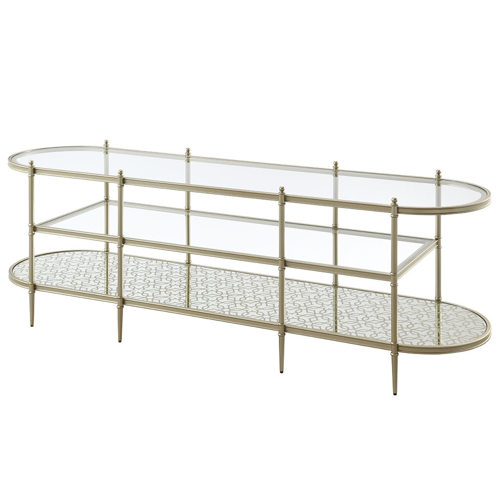 Zaba - TV Stand - Glass Top & Champagne, silver, view 2