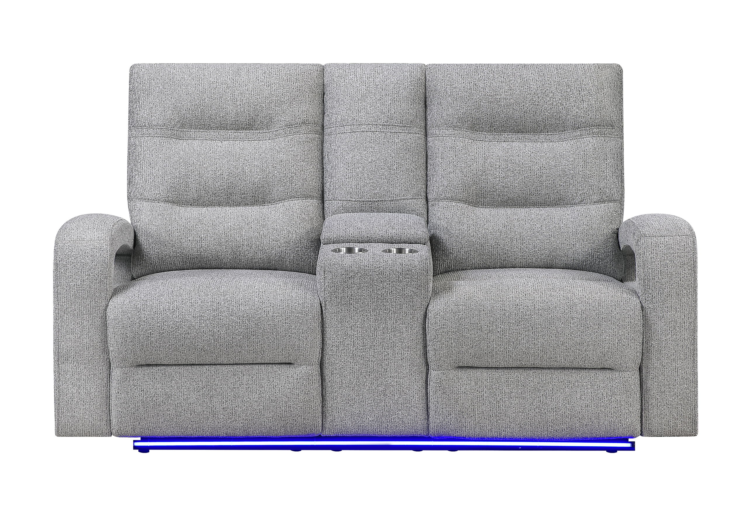 U6611 - Power Console Reclining Loveseat With LED - Dark Gray
