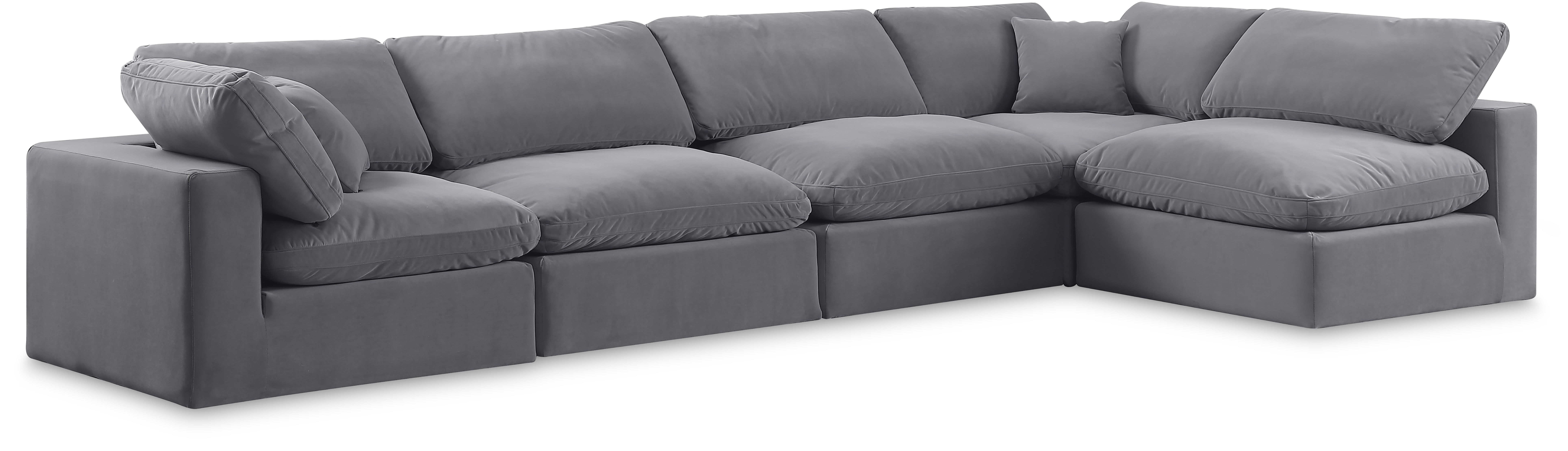 Comfy - 5 Piece Velvet Modular Sectional - Dark Gray