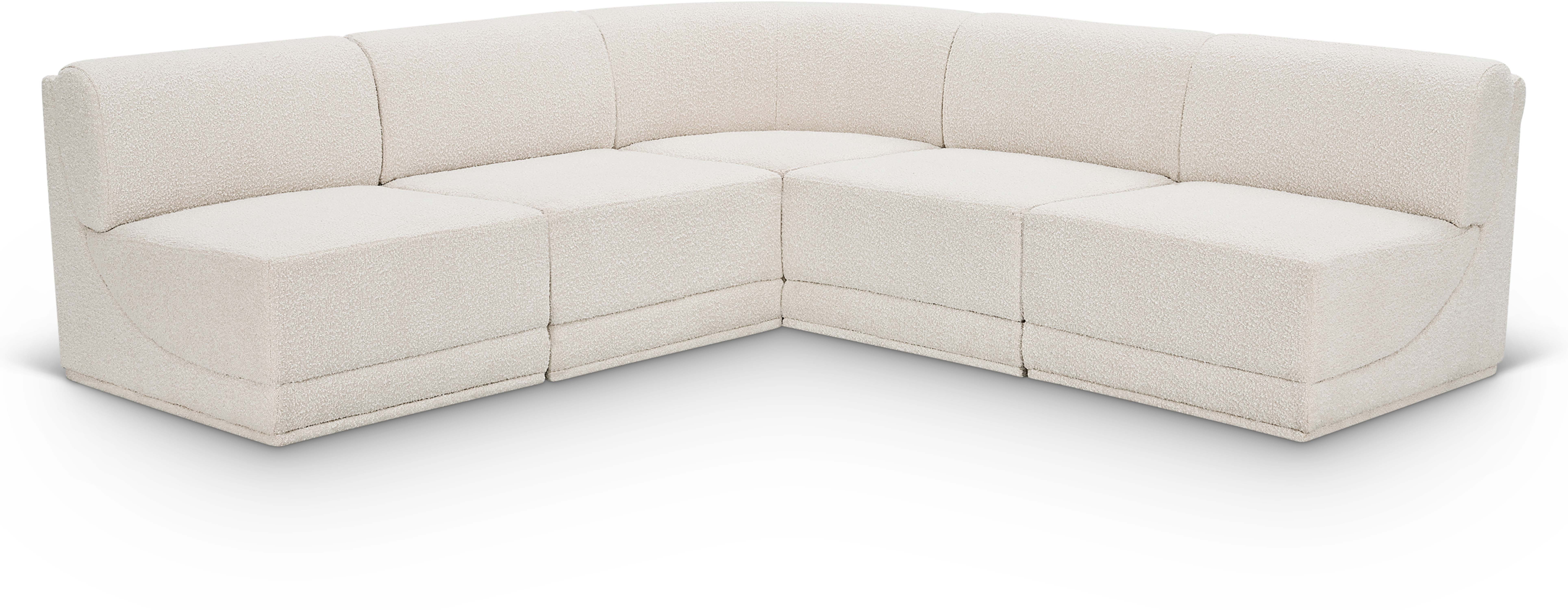 Ollie - 5 Piece Modular Corner Armless Sectional - Cream