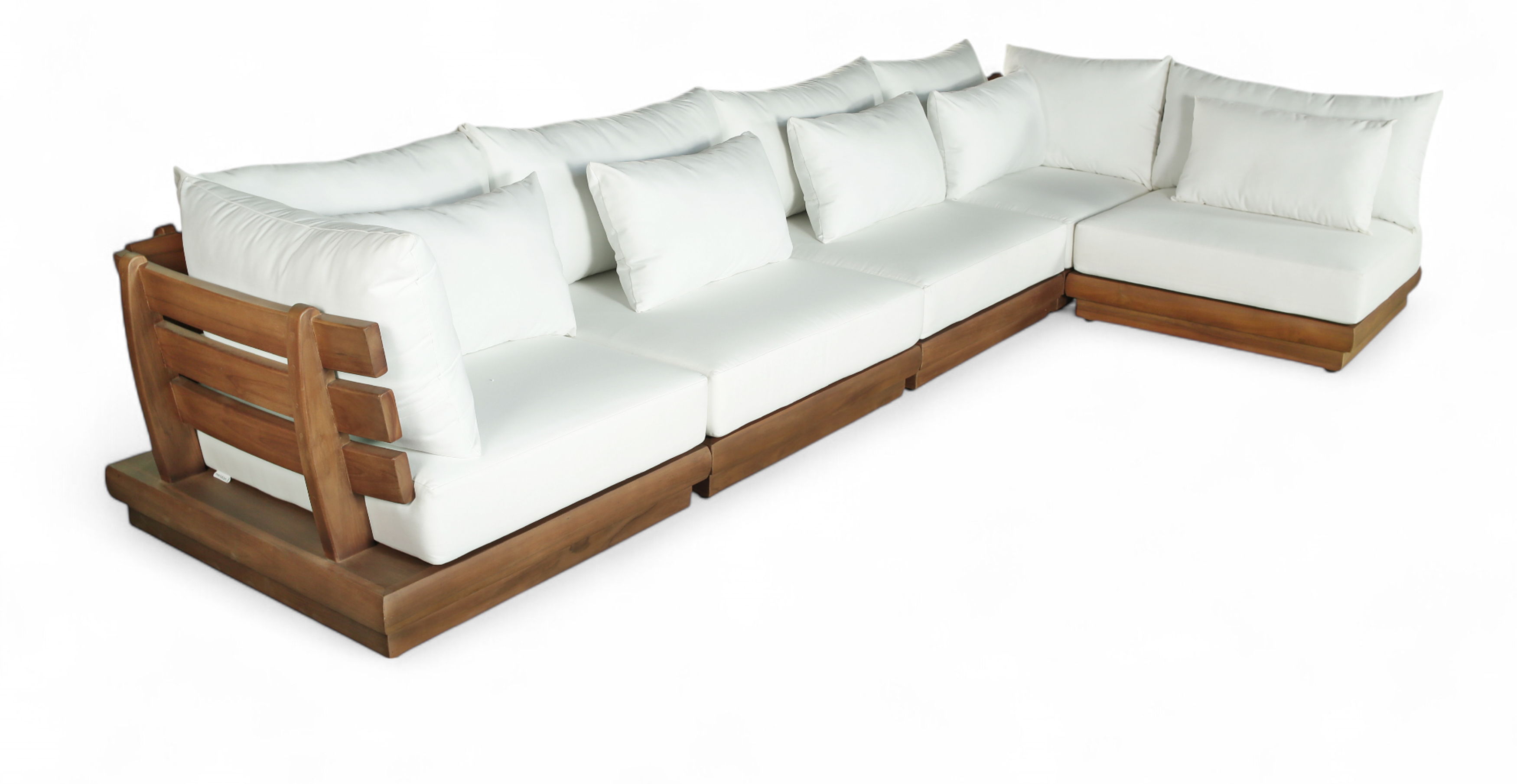 5 Pc · Water Resistant Fabric 150" Upholstered Outdoor Patio Modular Sectional - Off