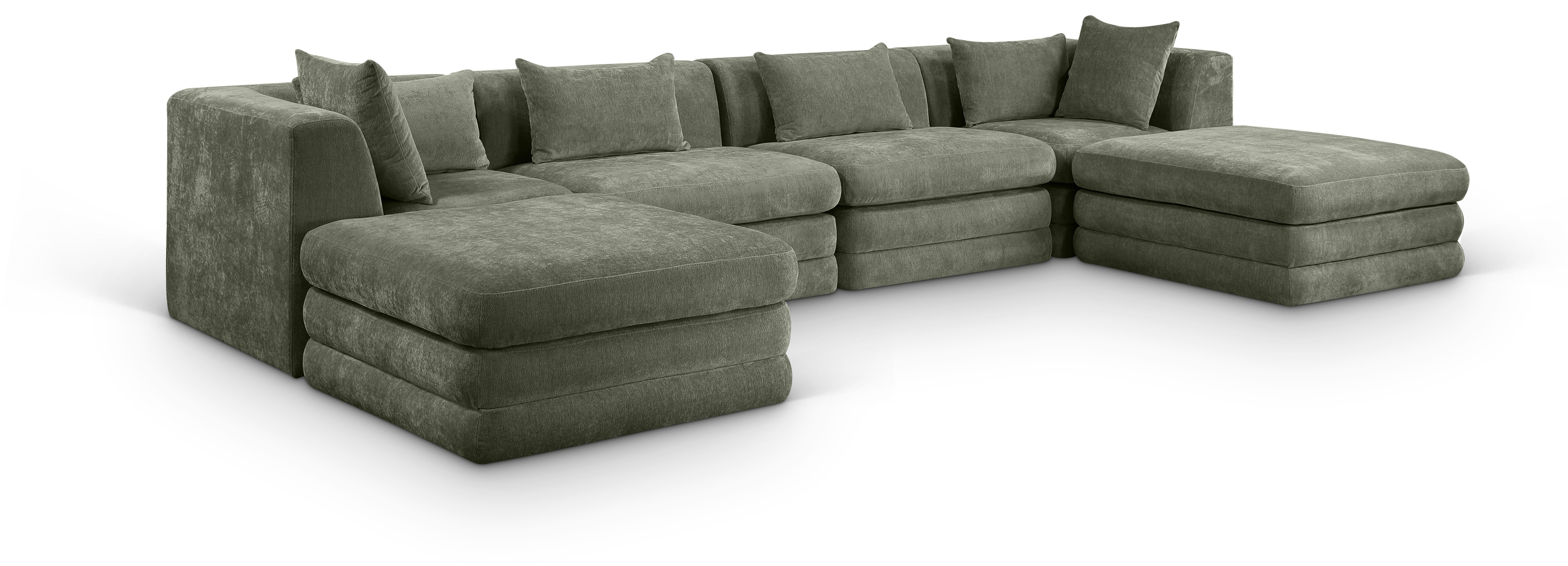 6 Pc · Chenille Fabric 152" Upholstered Modular Sectional