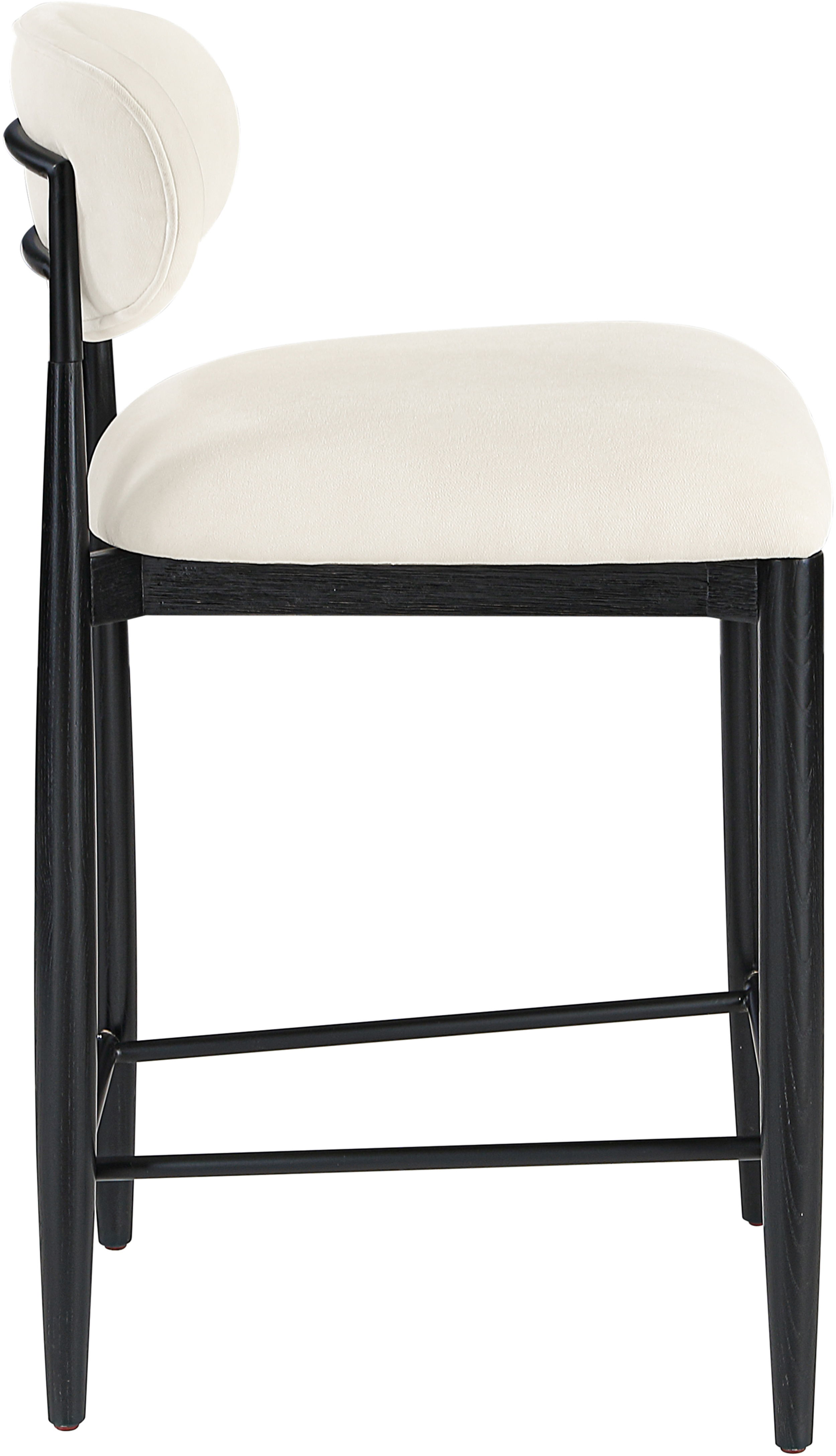 Riccio - Upholstered Stool With Black Legs - Cream