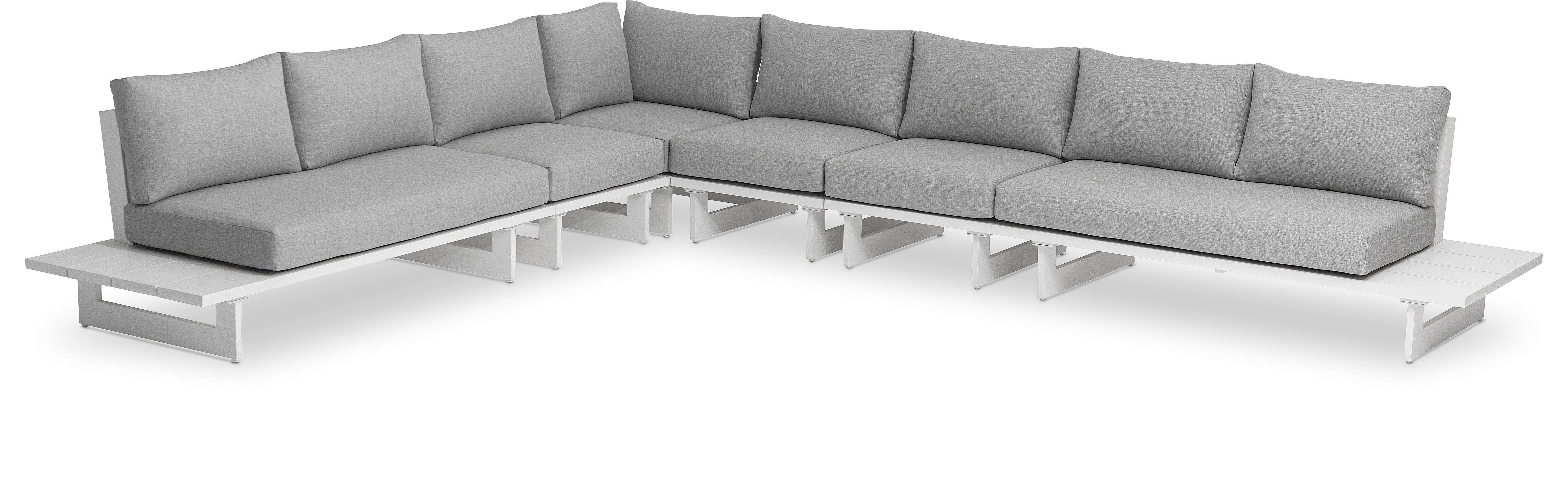 Maldives - 6 Piece Water Resistant Outdoor Patio Modular Sectional With White Base - Gray