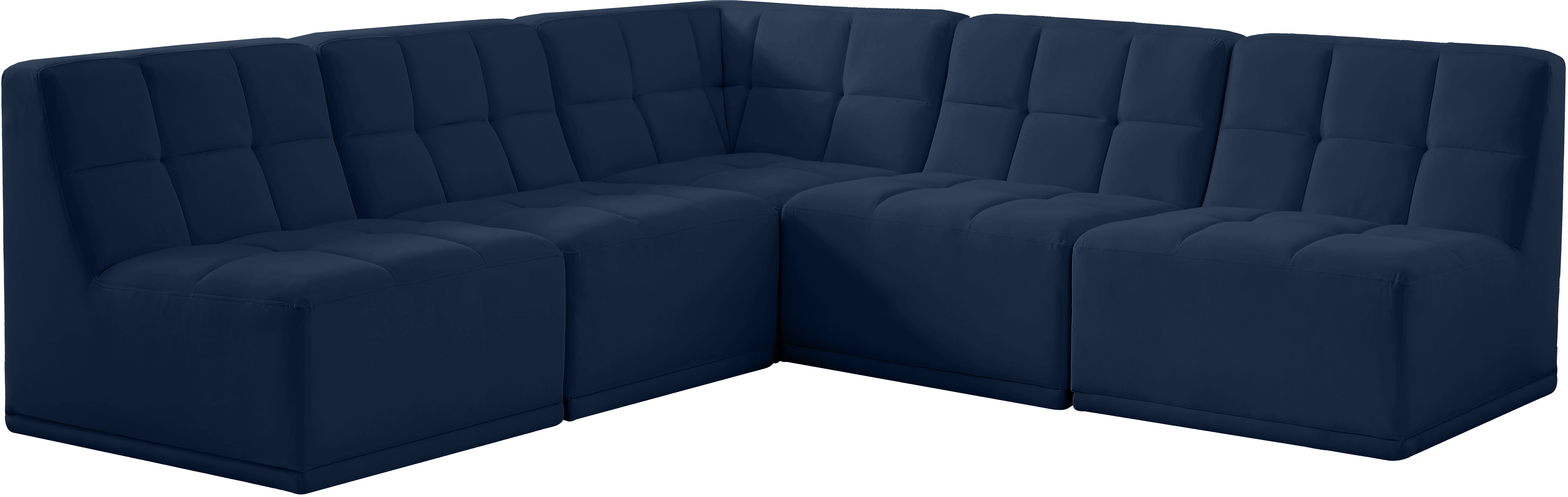 Relax - 5 Piece Modular Corner Armless Sectional - Navy