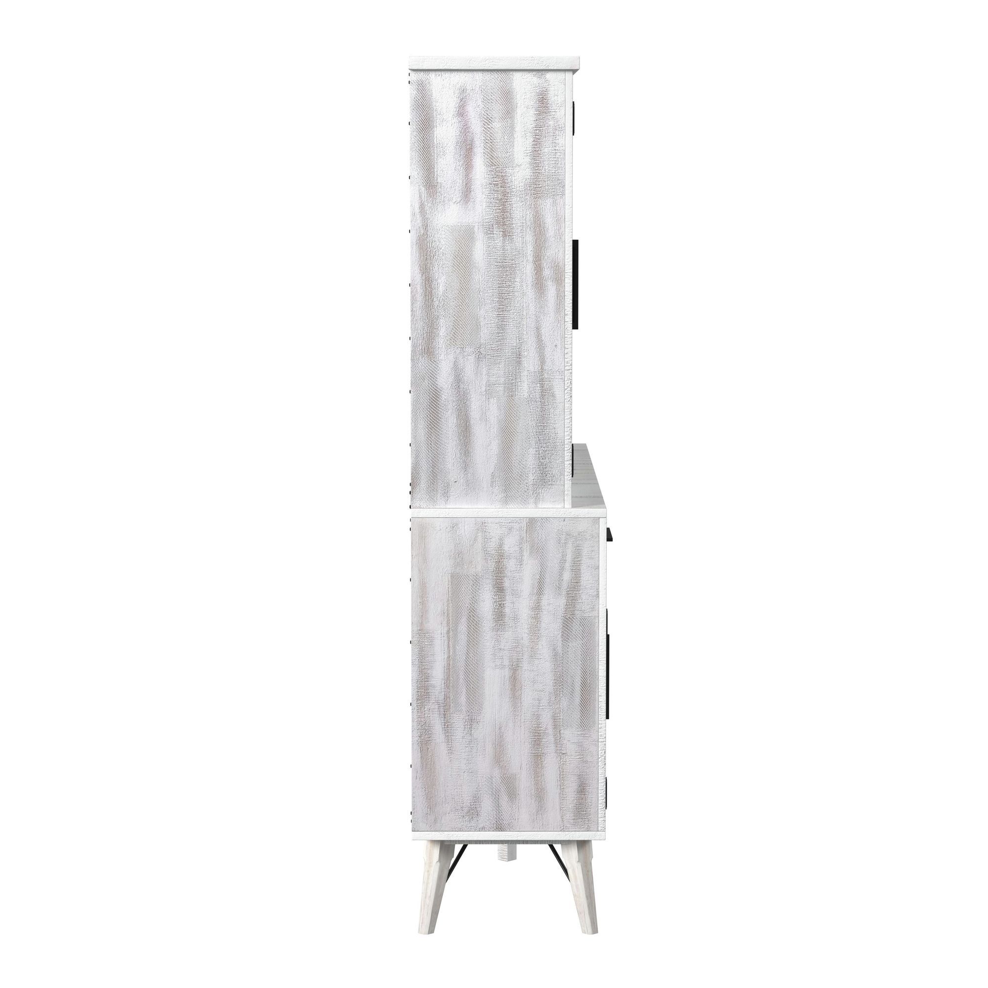 Rogen Rustic - Buffet & Hutch With LED - Rustic White