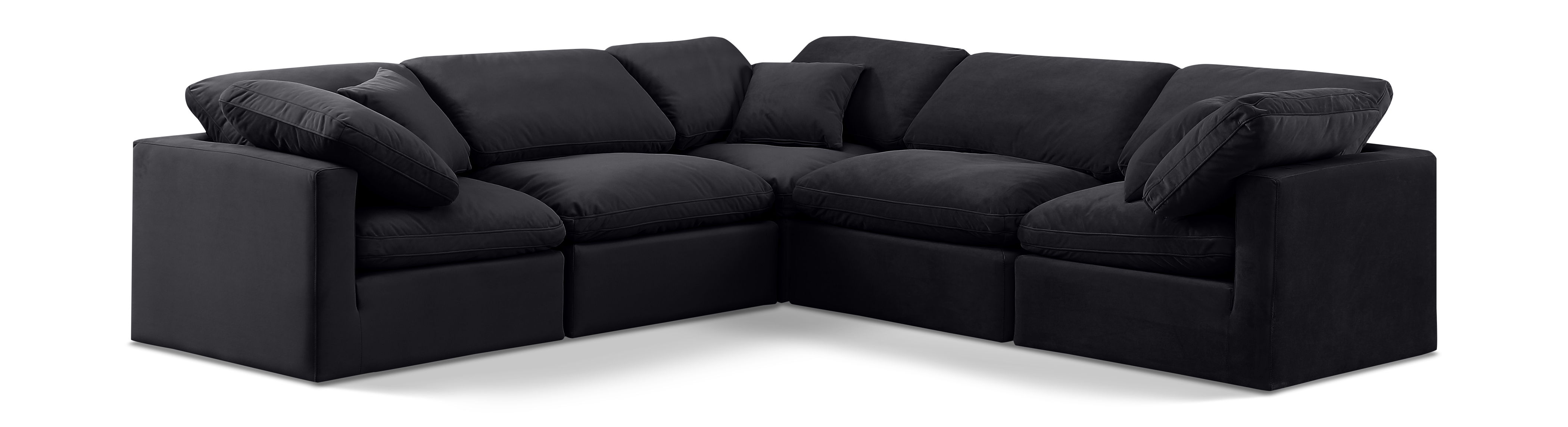 Indulge - Velvet 5 Piece Modular Corner Sectional - Charcoal