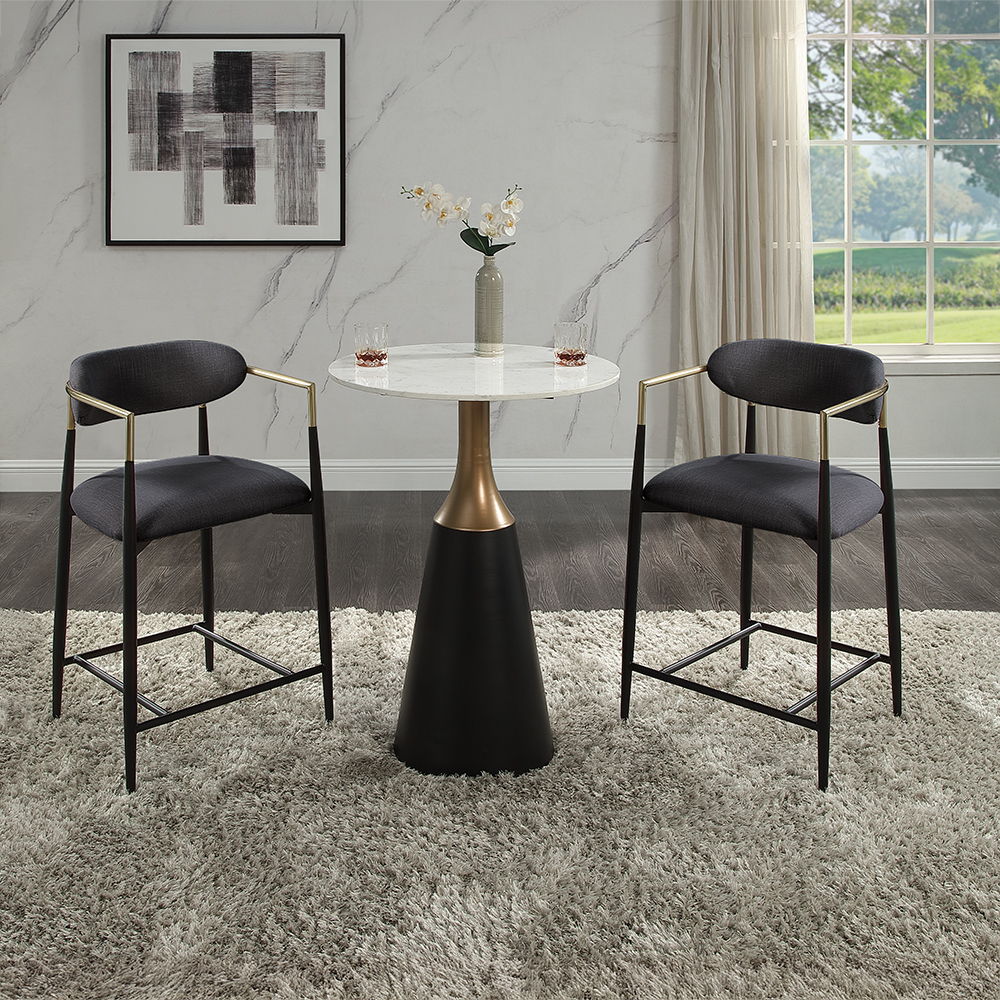 Jaramillo - Counter Height Table - Natural Marble Top & Black, black, view 3