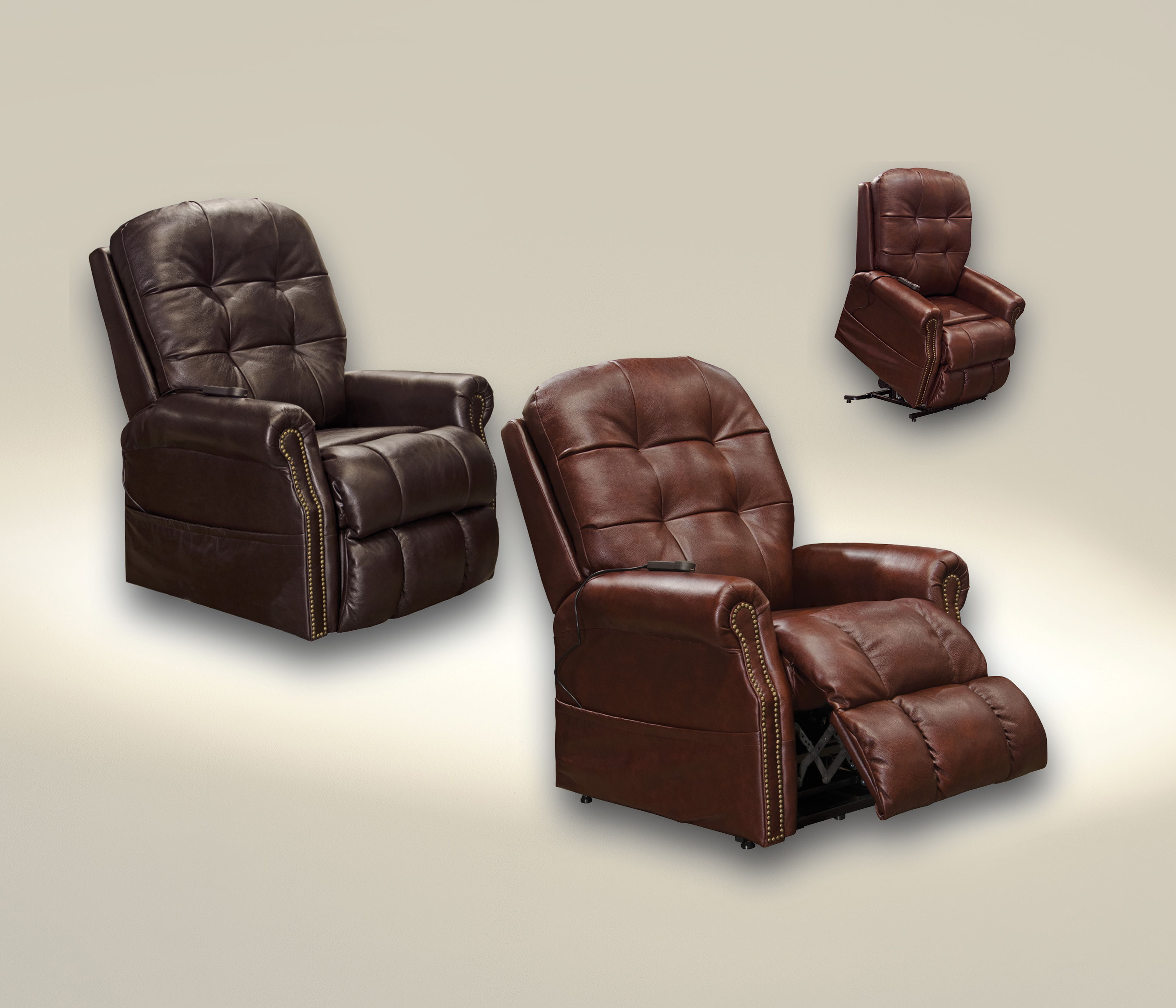 Madison - Power Lift Lay Flat Recliner With Heat & Massage (Italian Leather) - Walnut