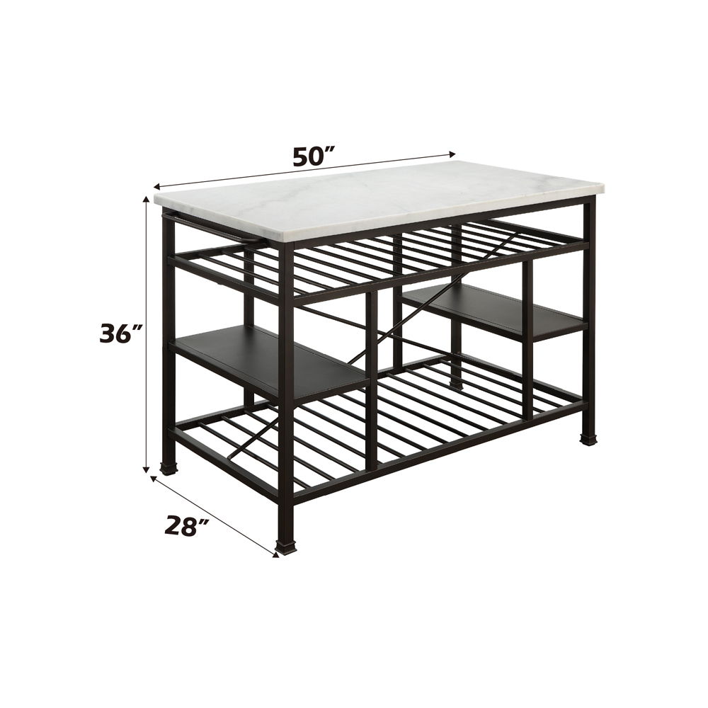 Lanzo - Kitchen Island - Marble Top & Gunmetal, dark gray, view 5