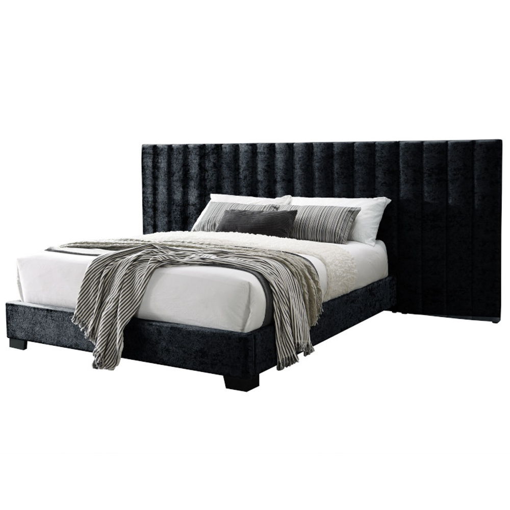 Rivas - Queen Bed - Black Fabric, black, view 2