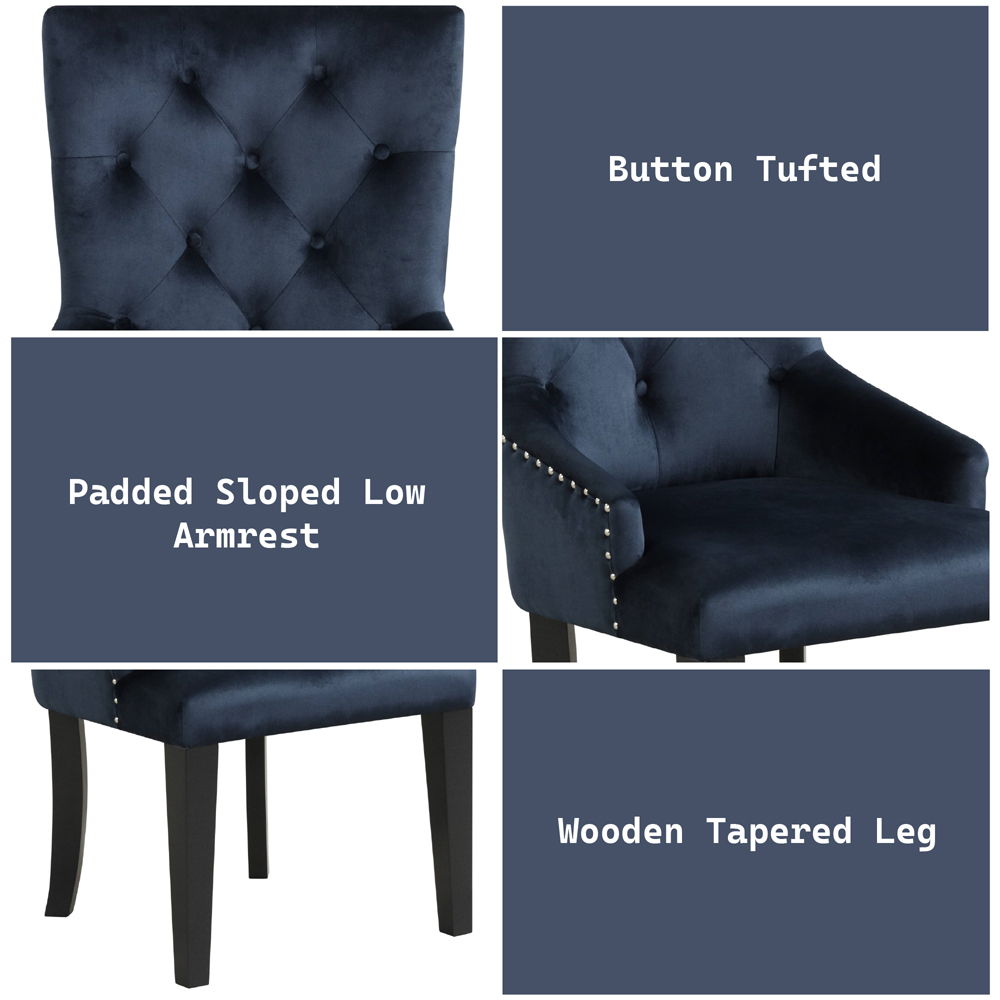 Varian II - Side Chair - Dark Navy Velvet & Black, blue, view 6