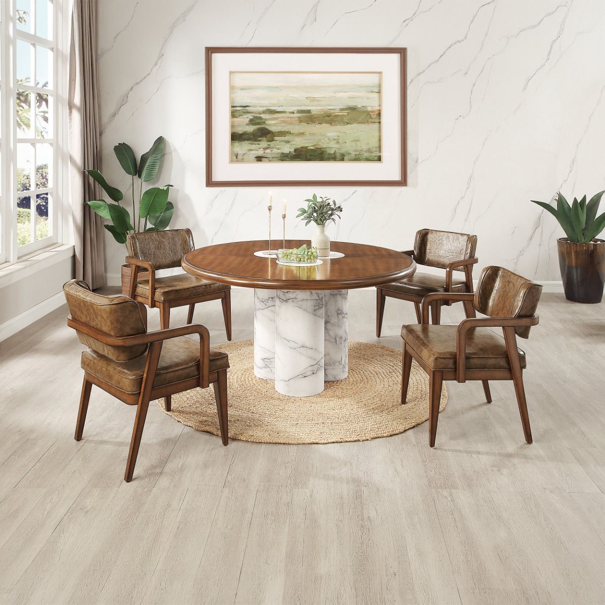 Harvey - Round Dining Table - Brown, dark brown, view 2
