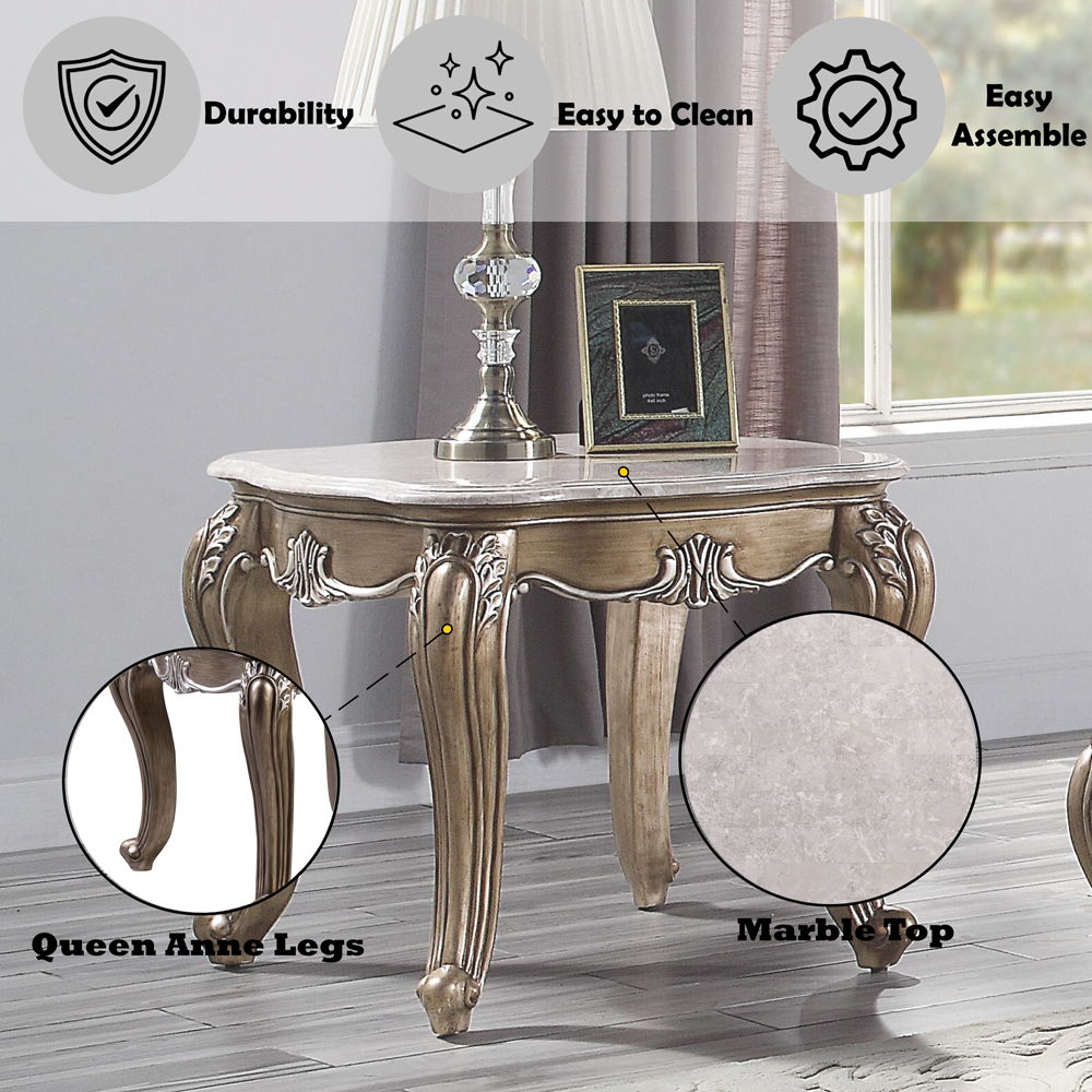 Elozzol - End Table - Marble Top & Antique Bronze, dark gray, view 5