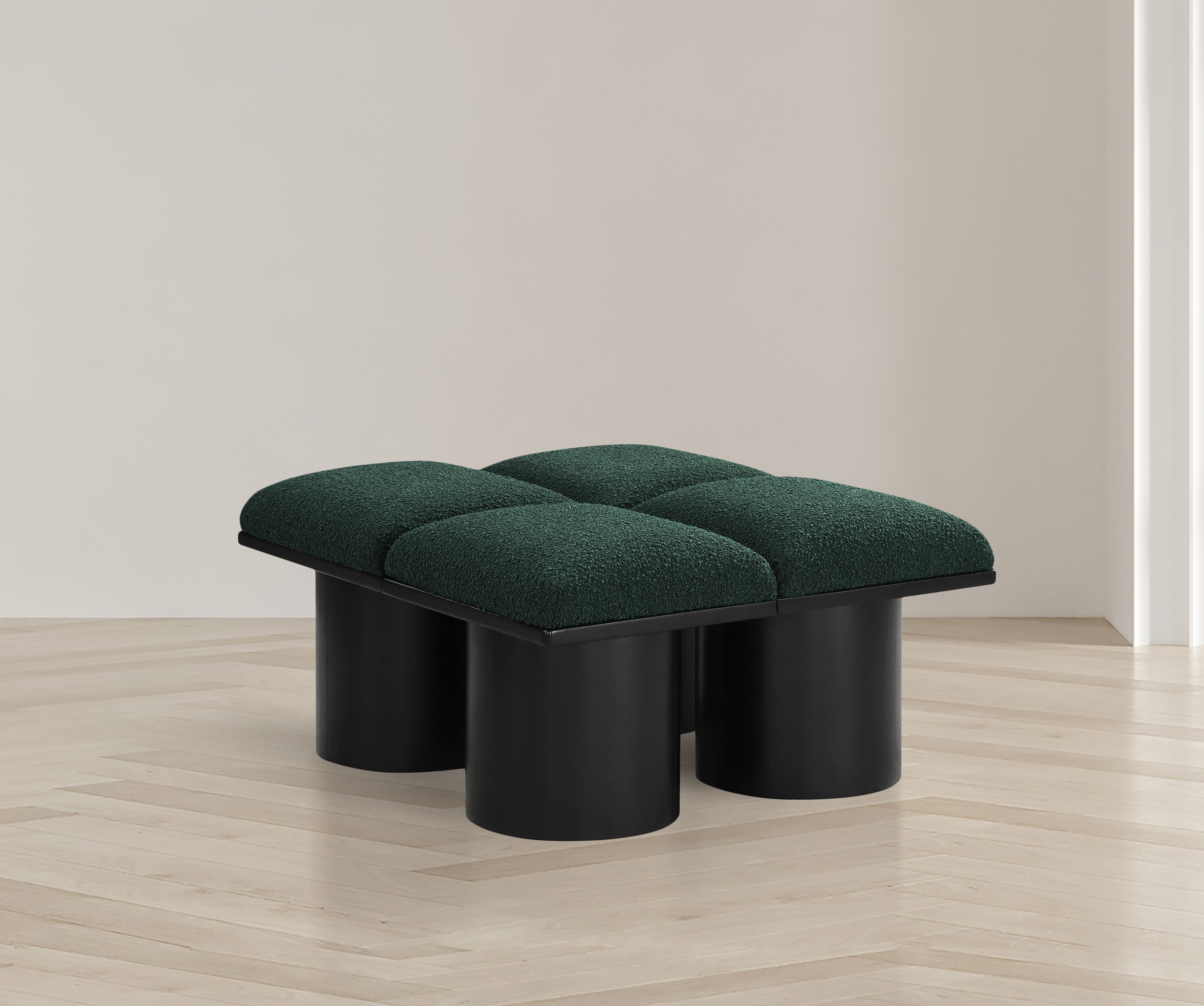 Pavilion - 31" 4 Piece Modular Bench With Black Base - Green