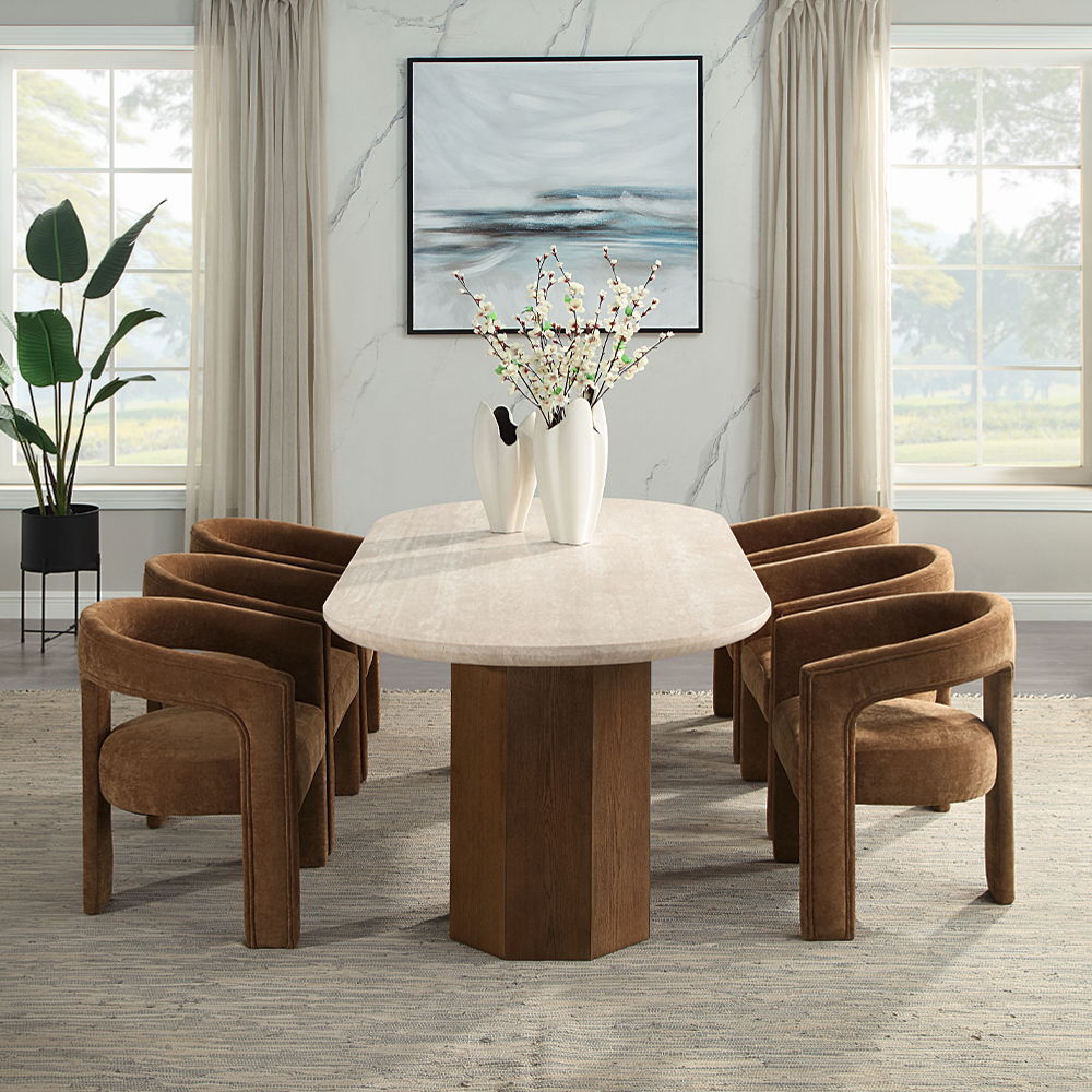 Leonardo - Arm Chair (Set of 2) - Brown Linen, dark brown, view 6