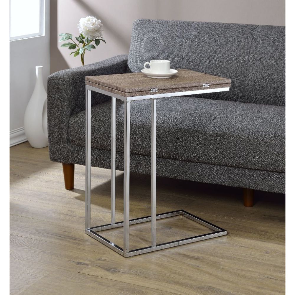 Danson - Accent Table - Weathered Oak & Chrome, silver, view 3