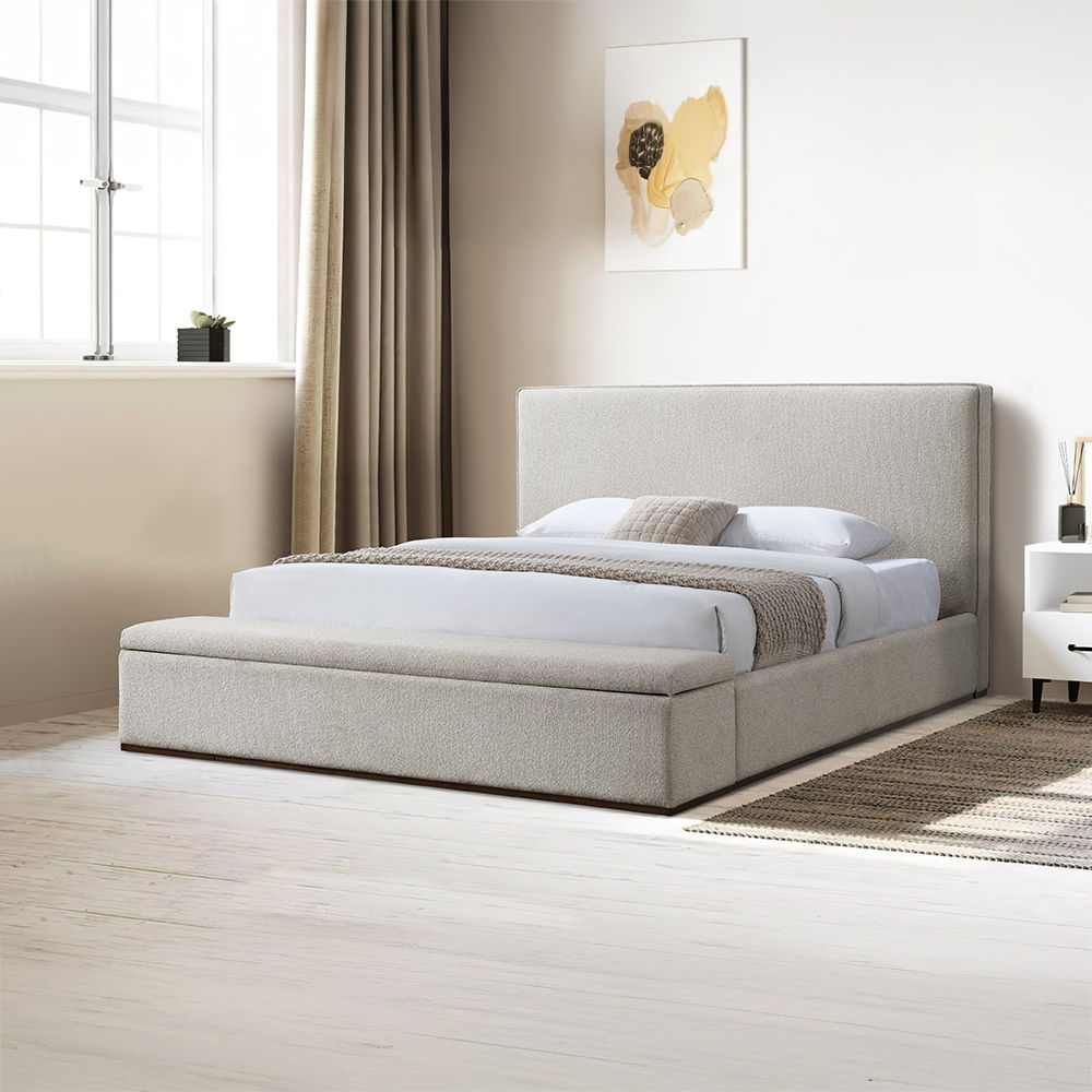 Boxter - Queen Bed With Storage - Beige, beige