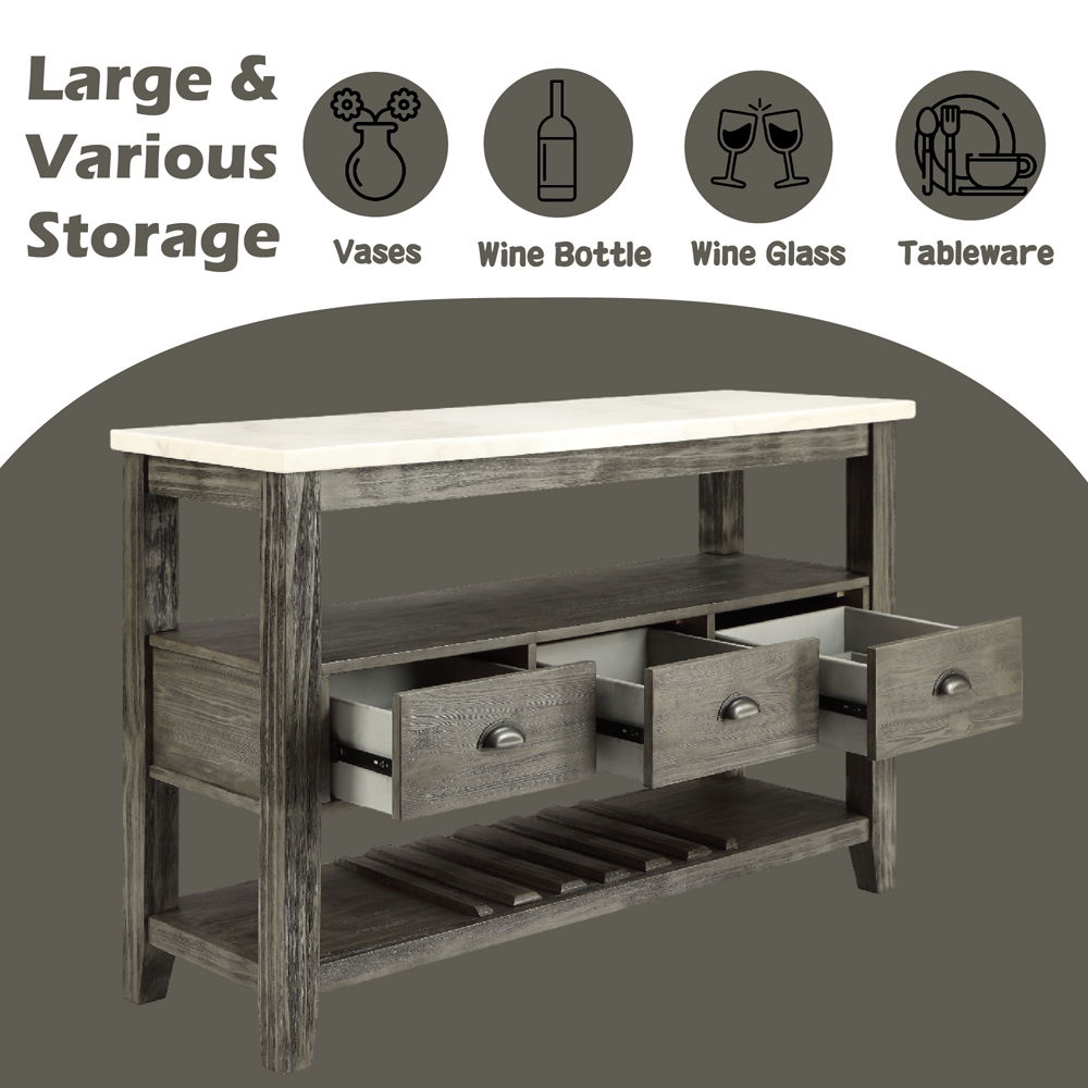 Merel - Server - White Marble Top & Gray Oak, dark gray, view 7