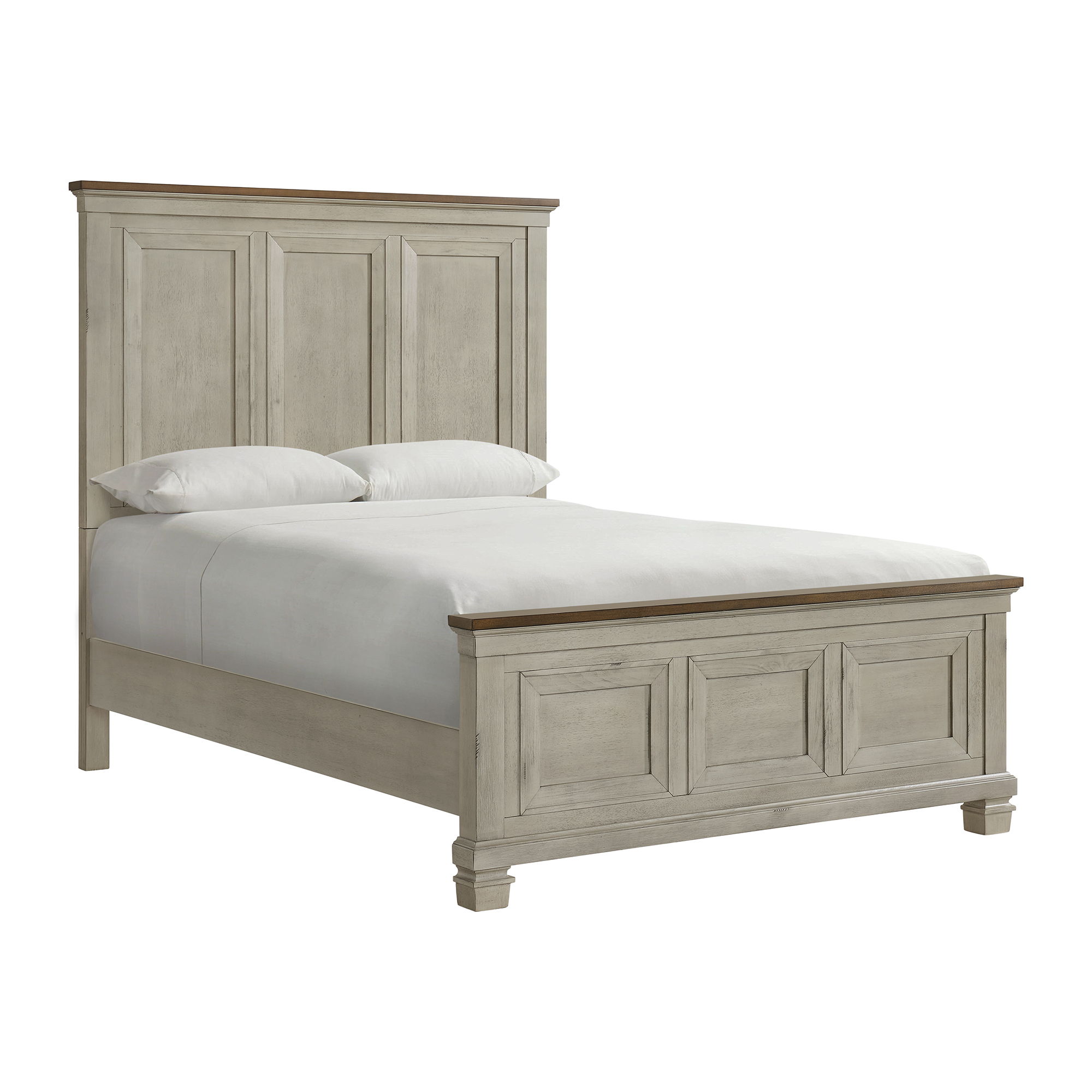 Farmington - Queen 3 Piece Bedroom Set With 2 Nightstands - Medium Brown And Washed Stone