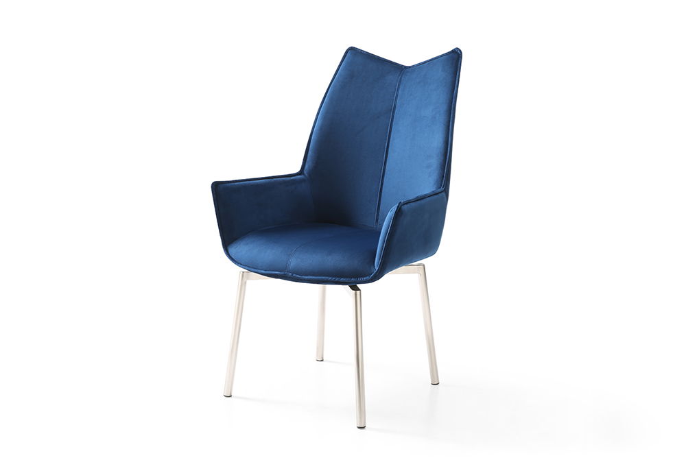 1218 - Swivel Steel Dining Chair - Navy Blue