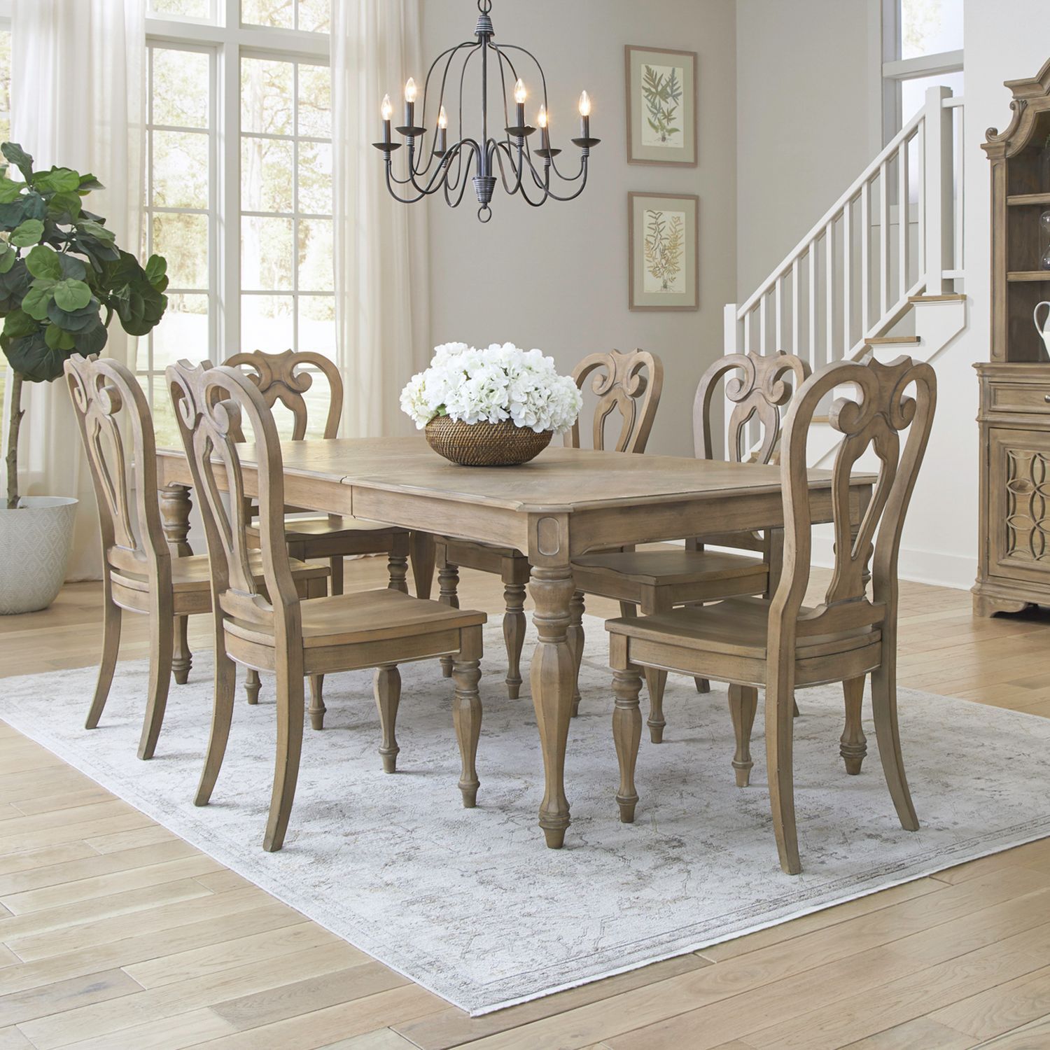 Liberty Furniture Magnolia Manor - Alternate 7 Piece Rectangular Table Set - Brown