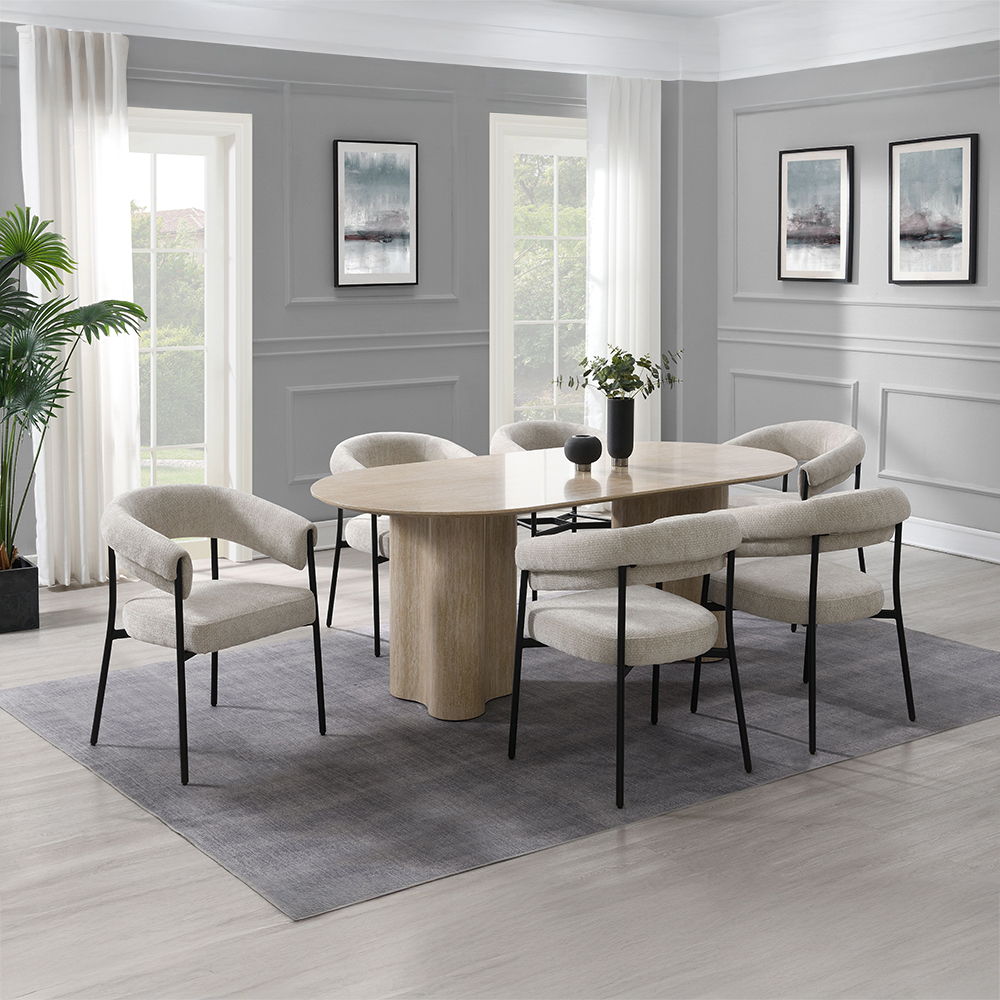 Jirina - Dining Table - Travertine Pattern, light brown, view 5