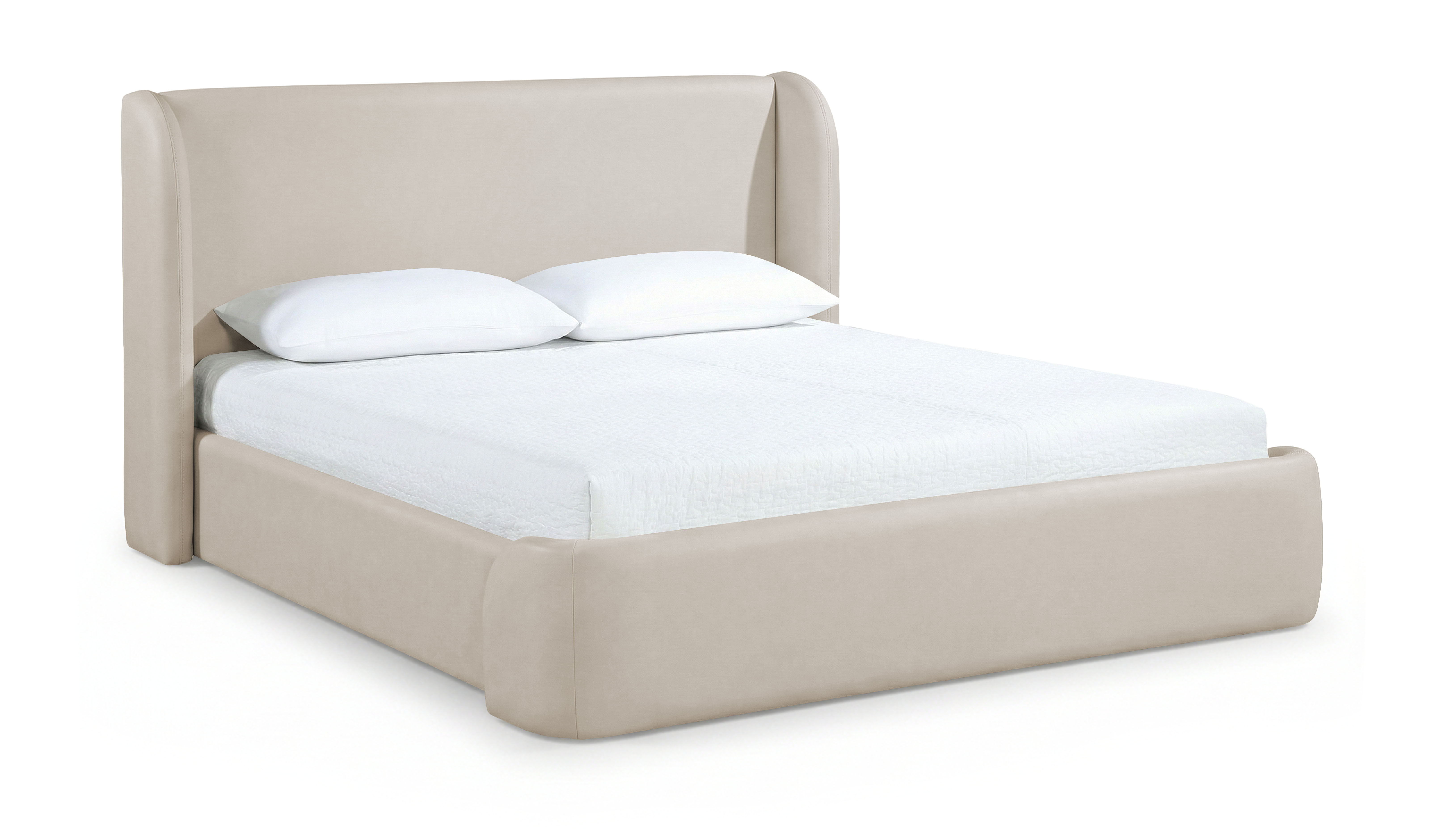 Warby - Vegan Leather Upholstered Queen Bed - Taupe