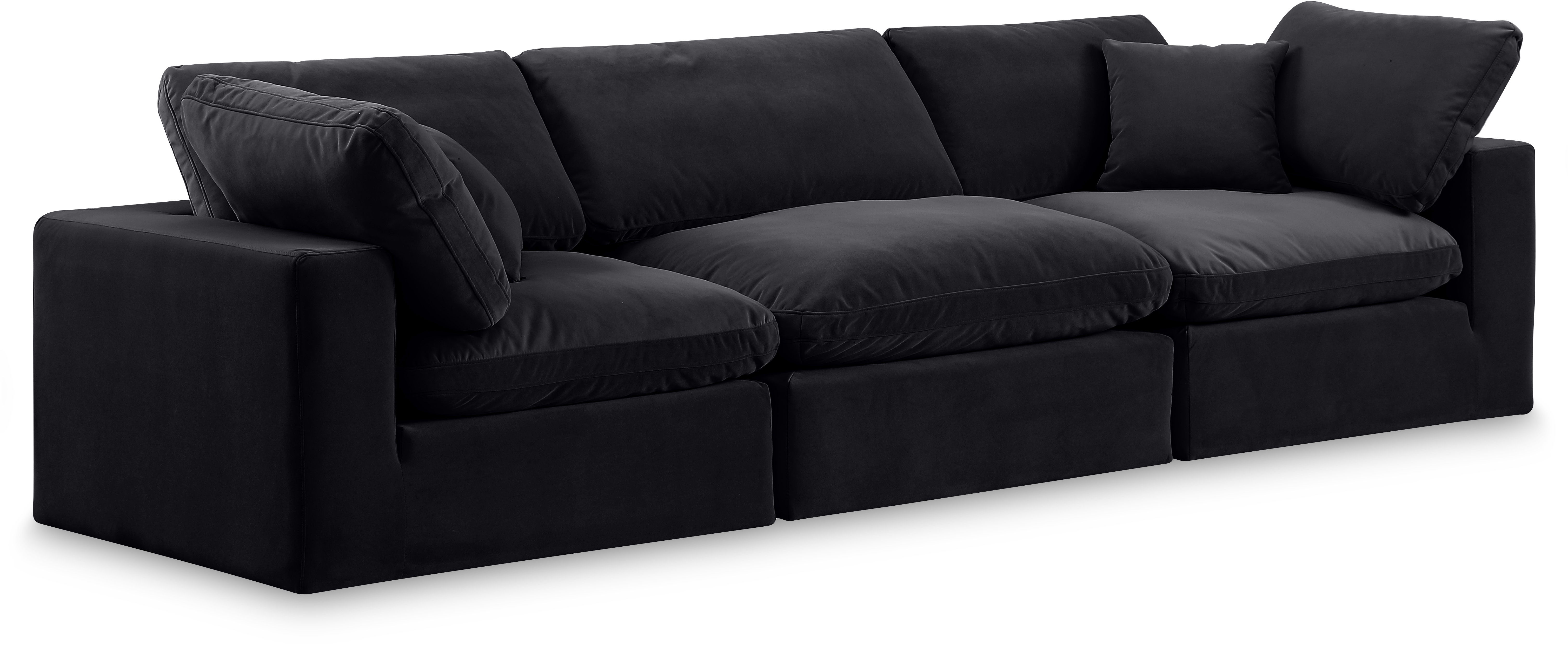 Comfy - Velvet Modular Sofa 3 Seats - Black