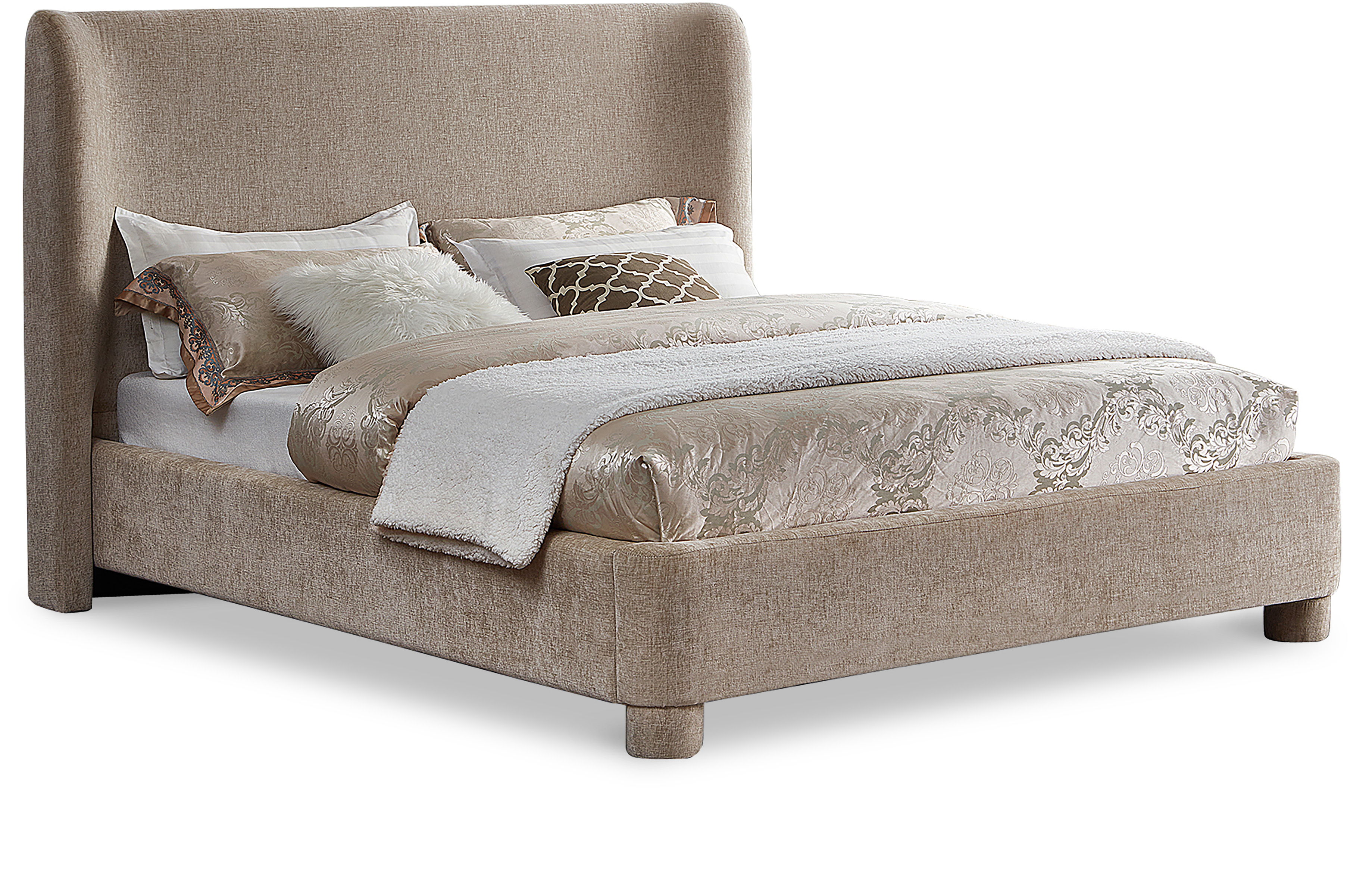 Penny - Chenille Fabric King Bed - Beige