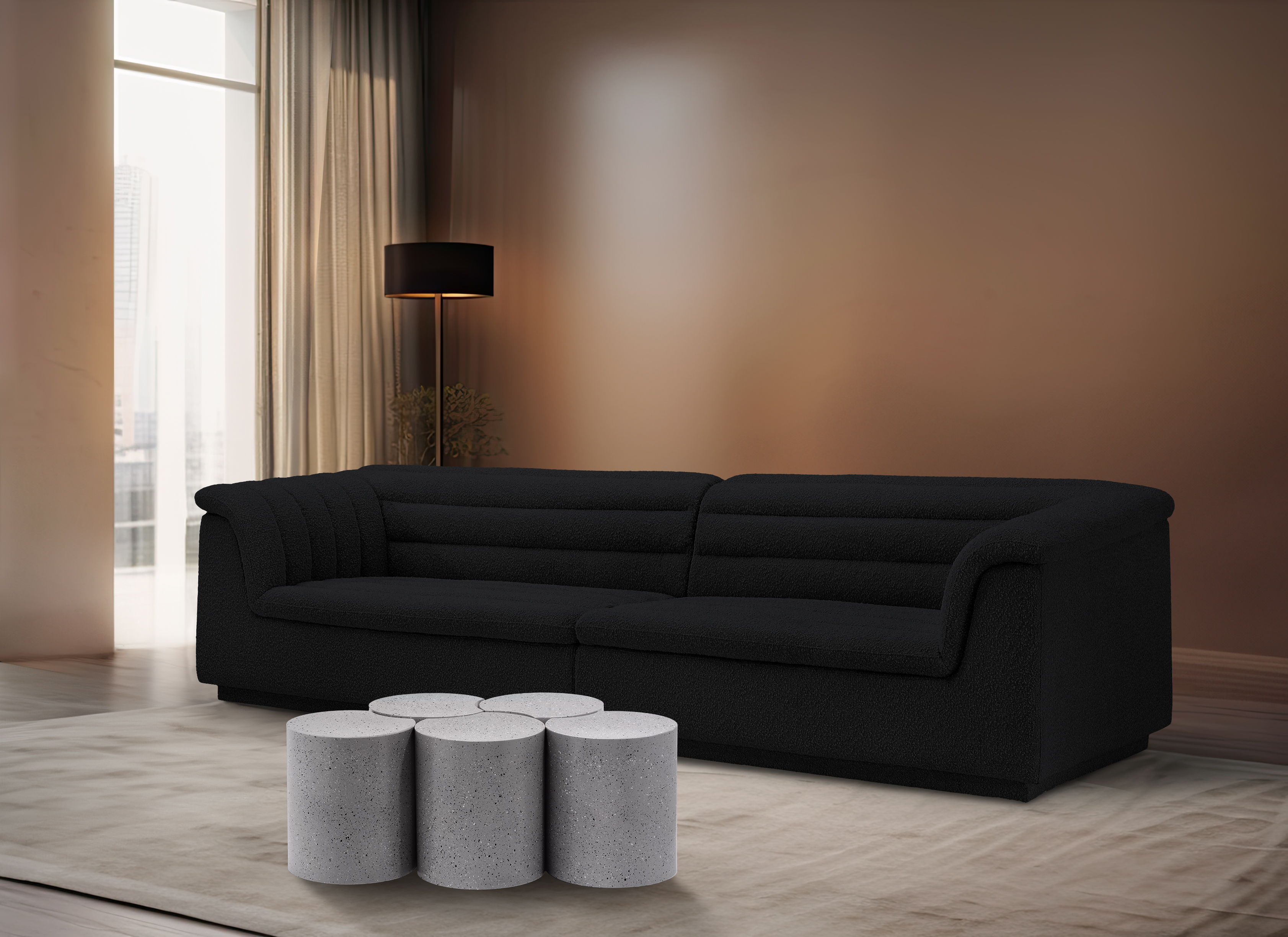 Dimple - 16" 5 Piece Modular Coffee Table - White Terazzo