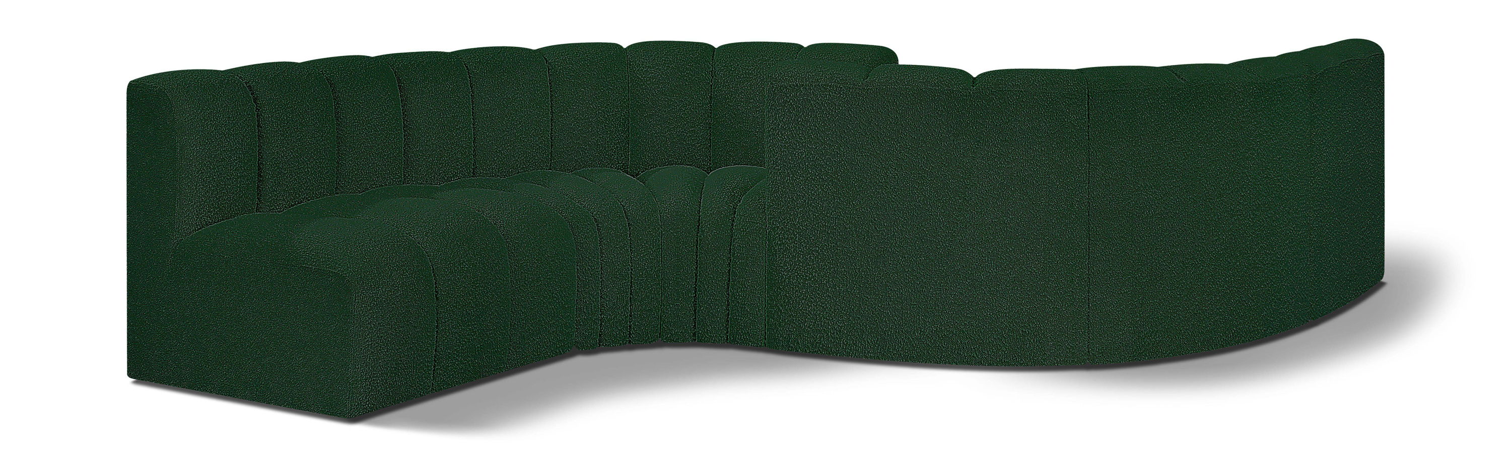Arc - Boucle Fabric 6 Piece Modular Sofa - Green