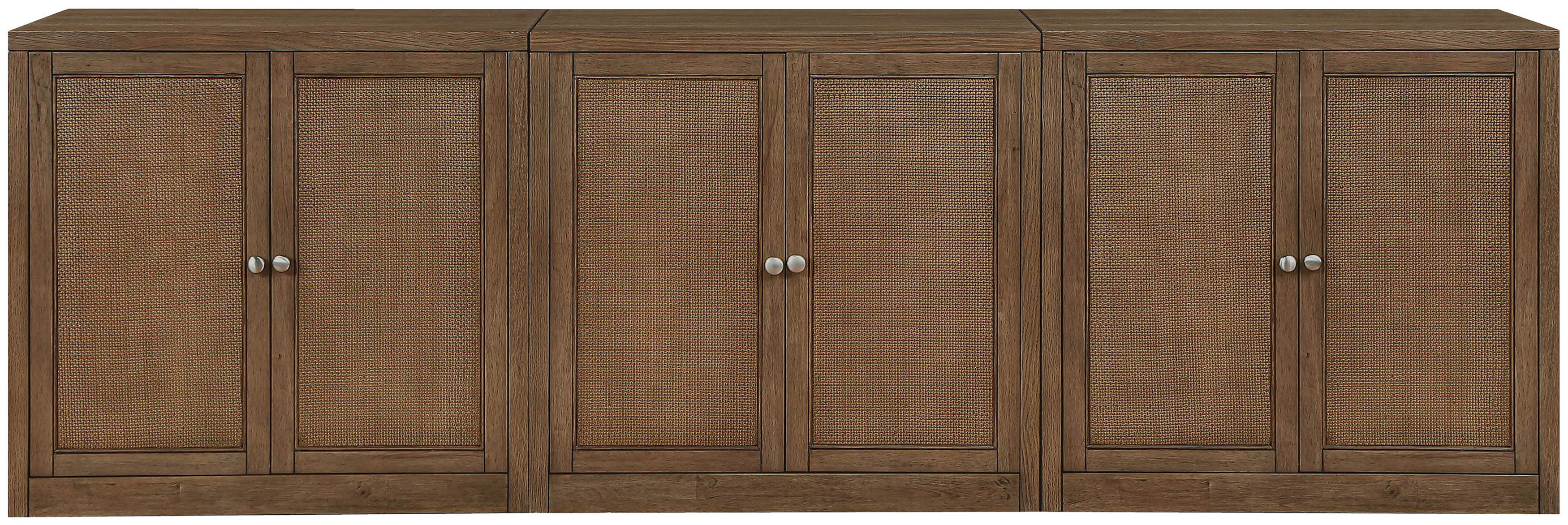 Vero - Solid Wood And Oak Veneer 3 Piece Sideboard/Buffet - Brown