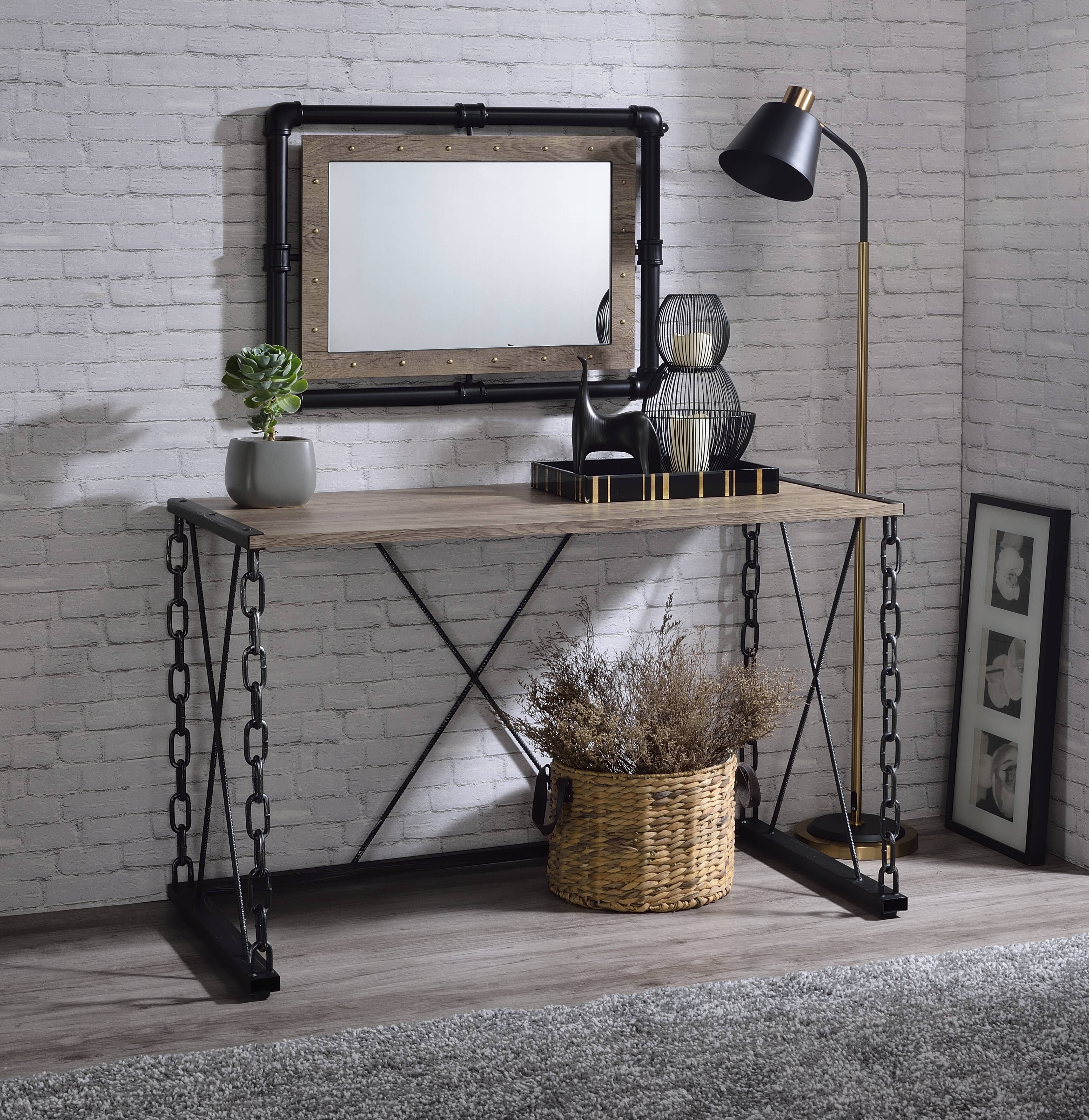 Jodie - Console Table (Same 92248) - Rustic Oak & Antique Black, black, view 4