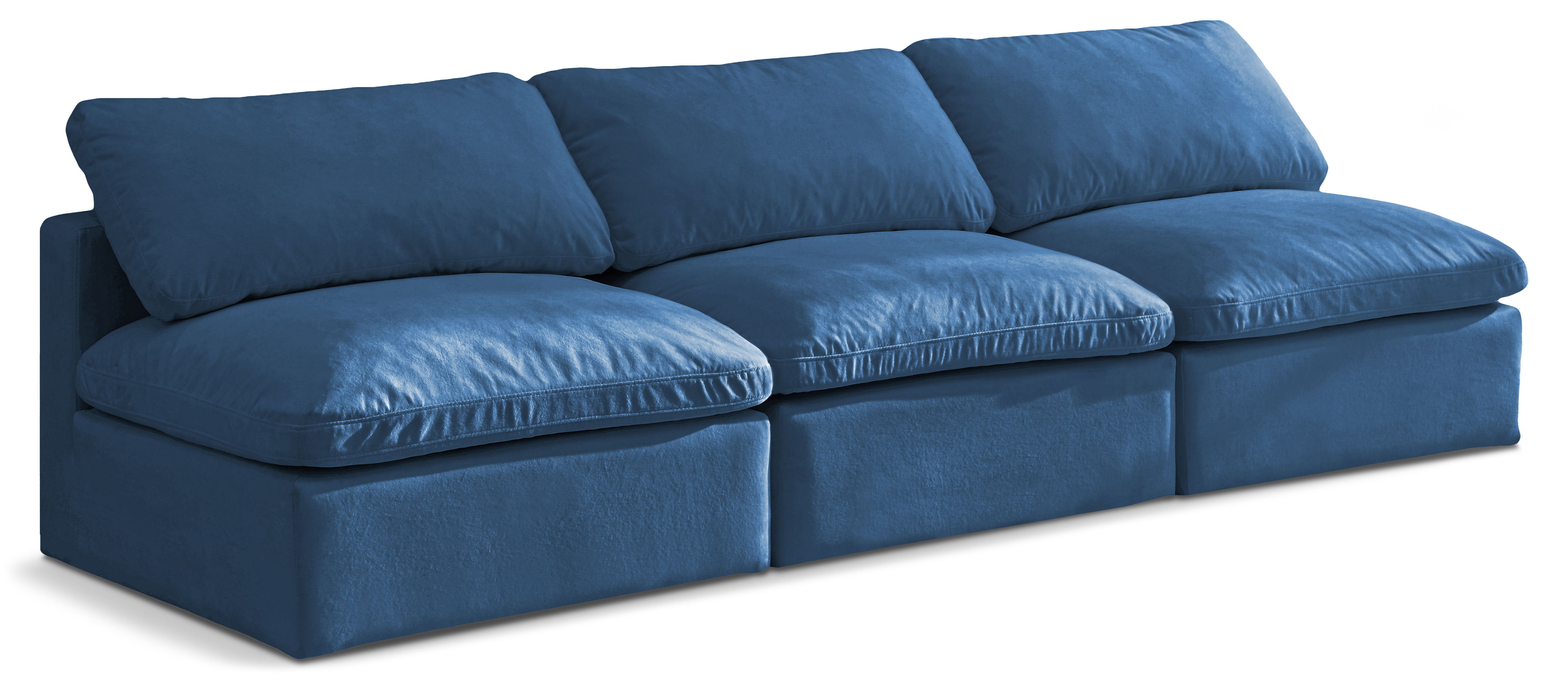 Plush - 3 Seat Modular Armless Sofa - Navy