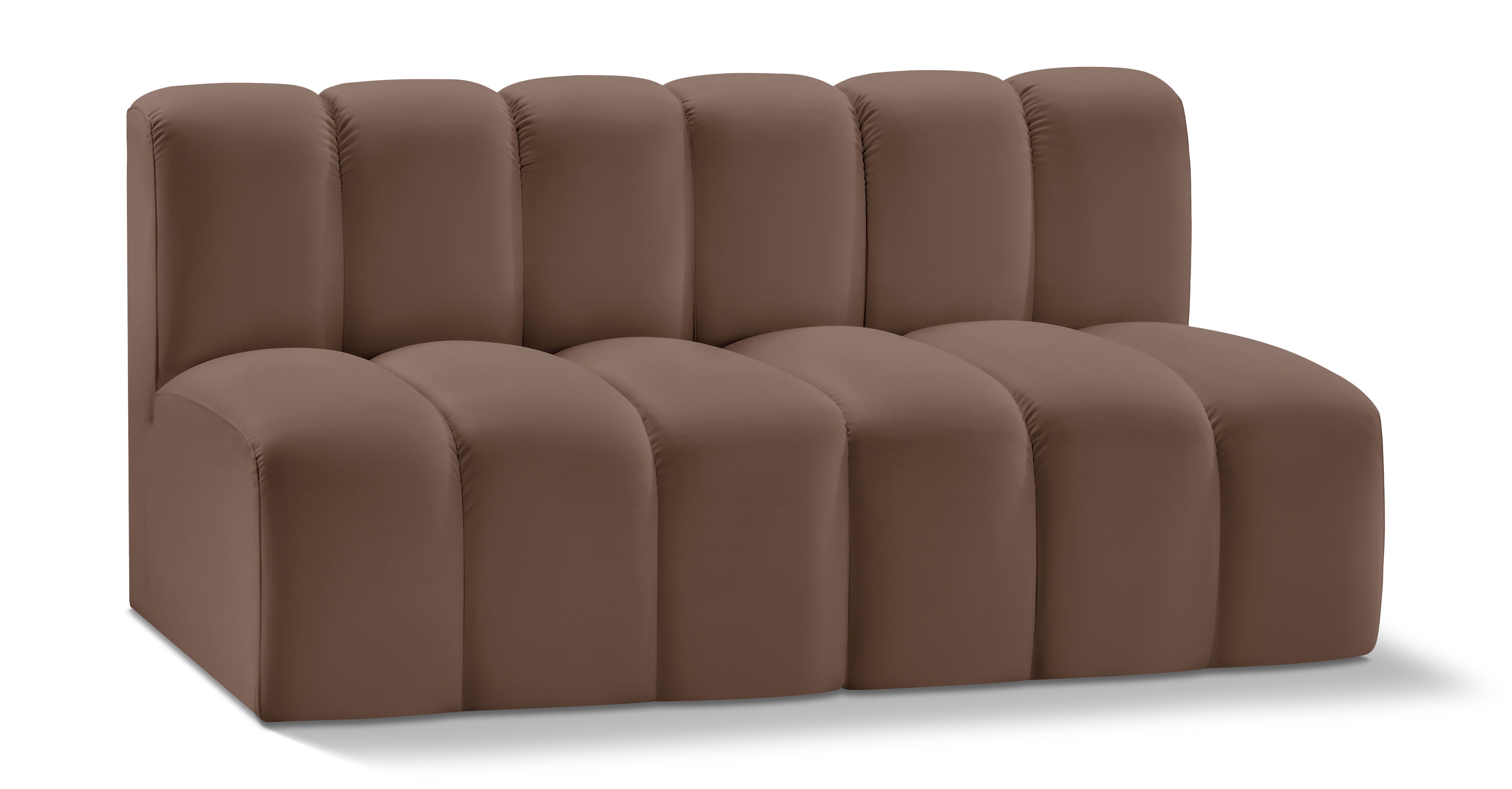 Arc - Faux Leather 2 Seats Modular Sofa - Brown